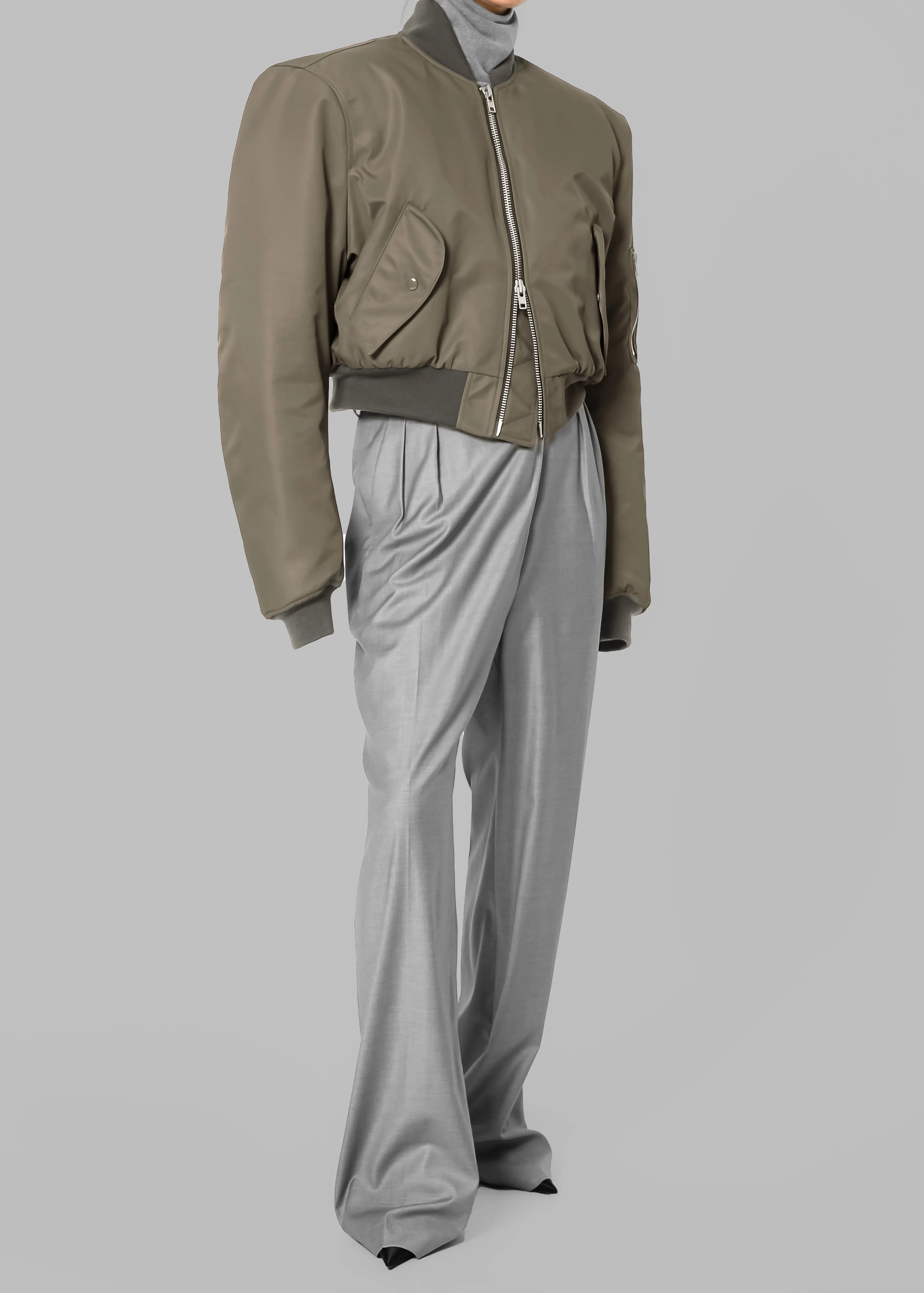 Mati Cropped Padded Bomber - Olive - Image 6