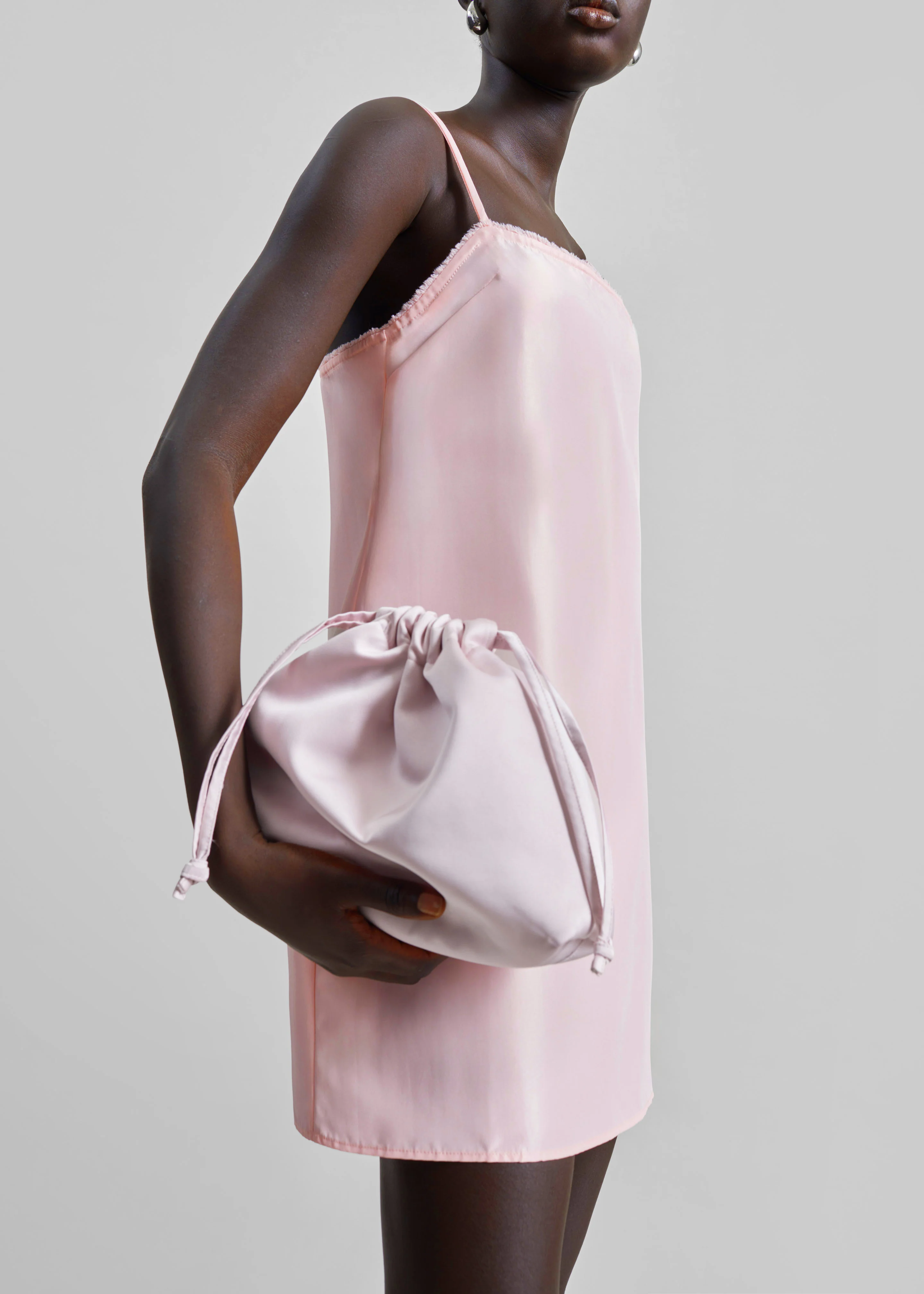 Matin Satin Mini Dress - Palest Pink - Image 3