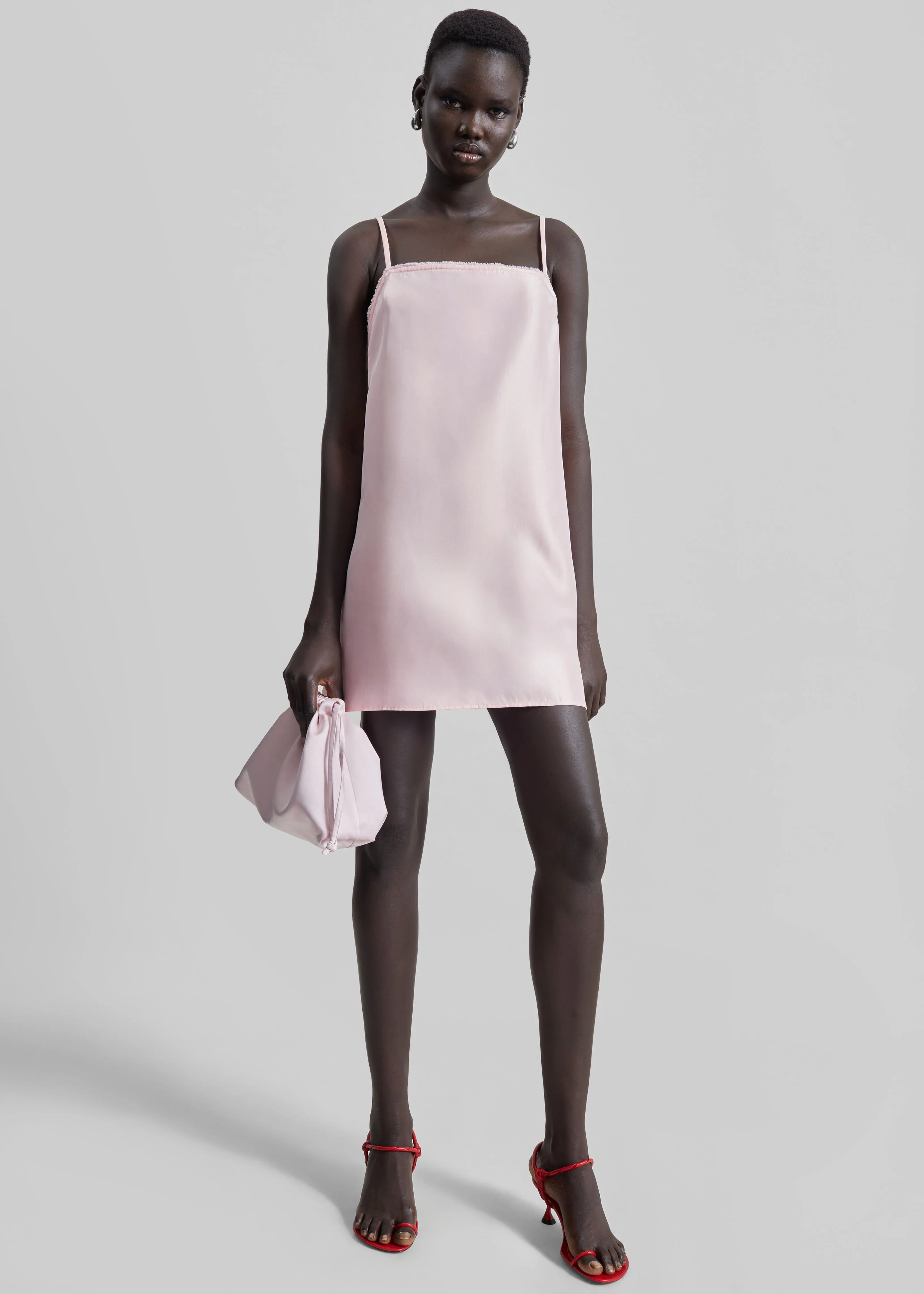 Matin Satin Mini Dress - Palest Pink - Image 6