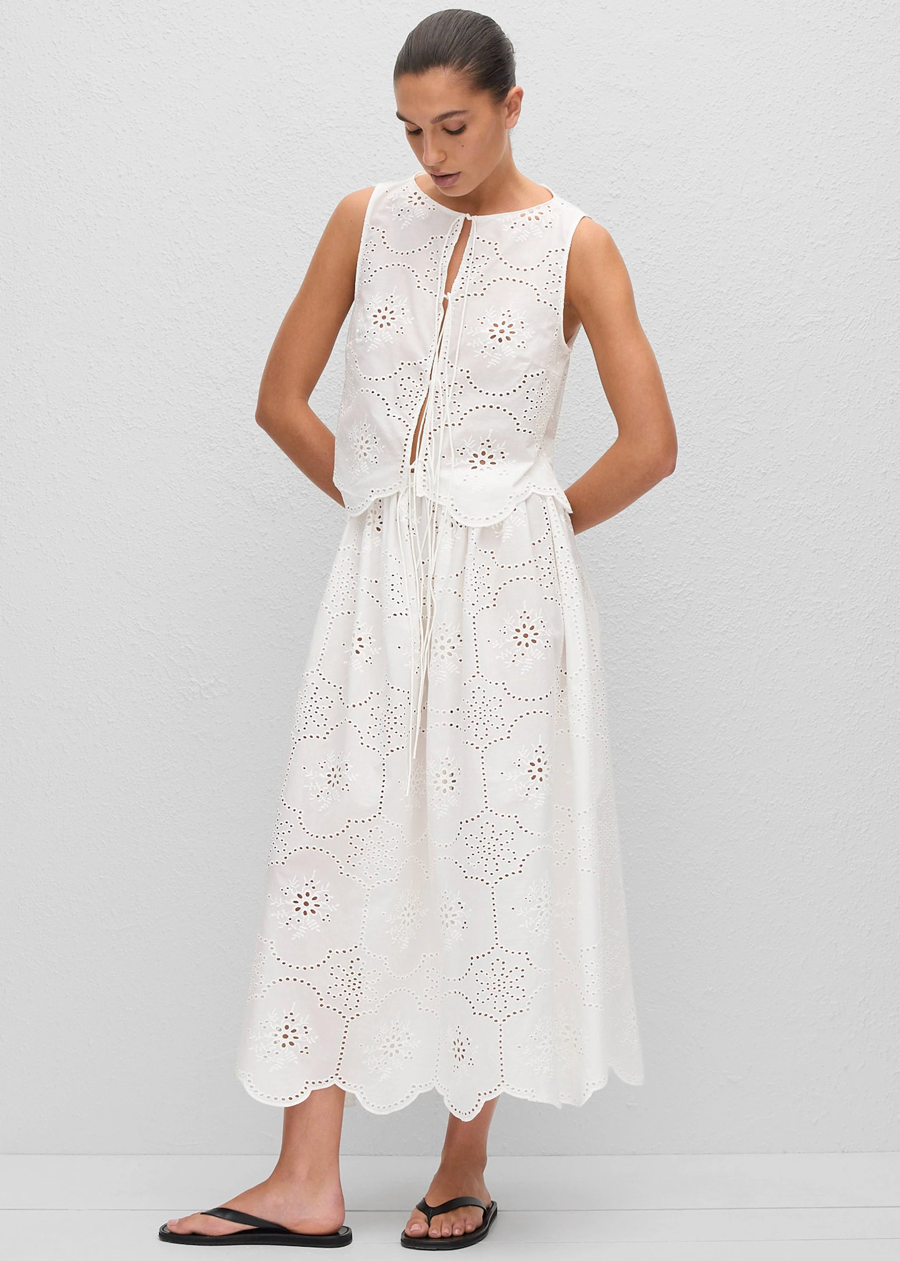 Matteau Broderie Tie Blouse - White - Image 12