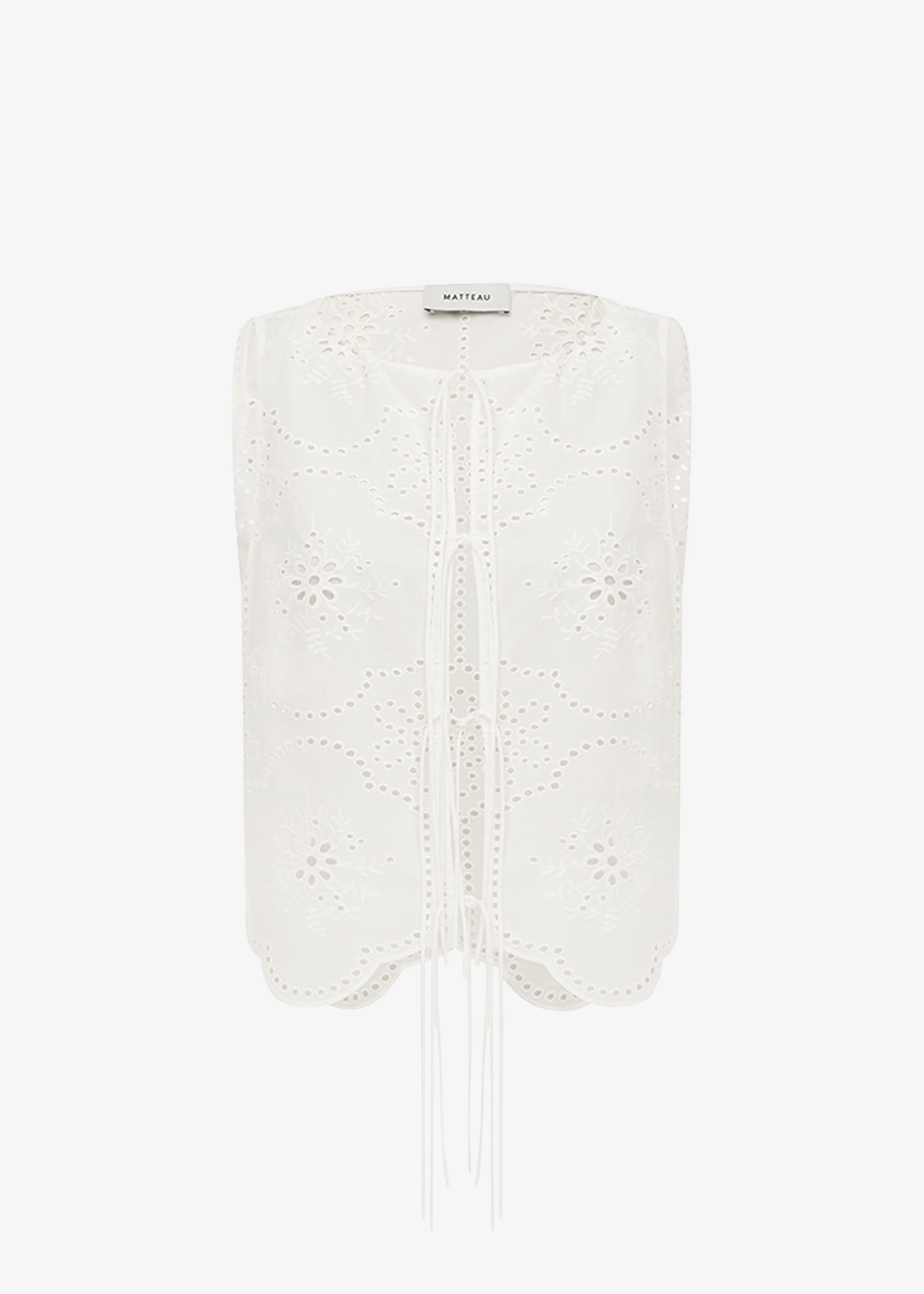 Matteau Broderie Tie Blouse - White - Image 15