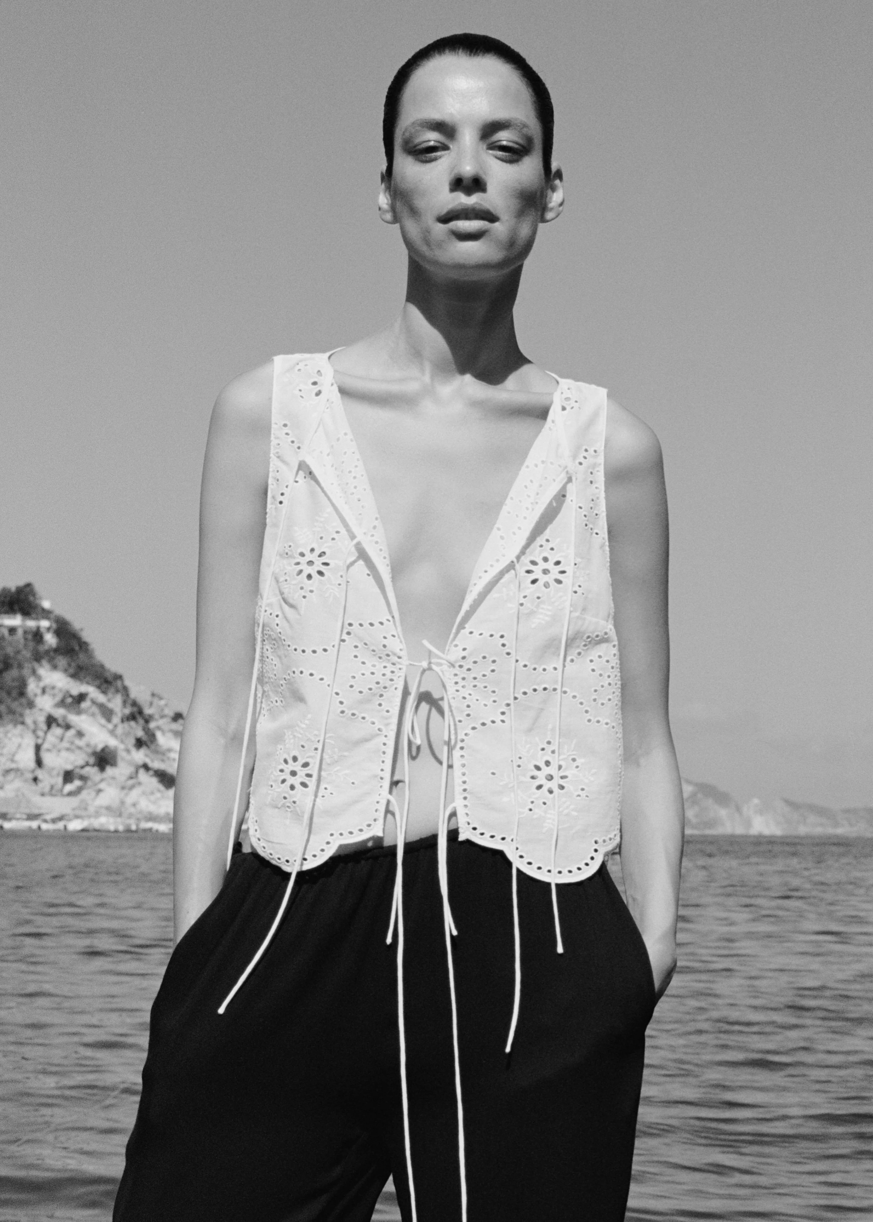 Matteau Broderie Tie Blouse - White - Image 2