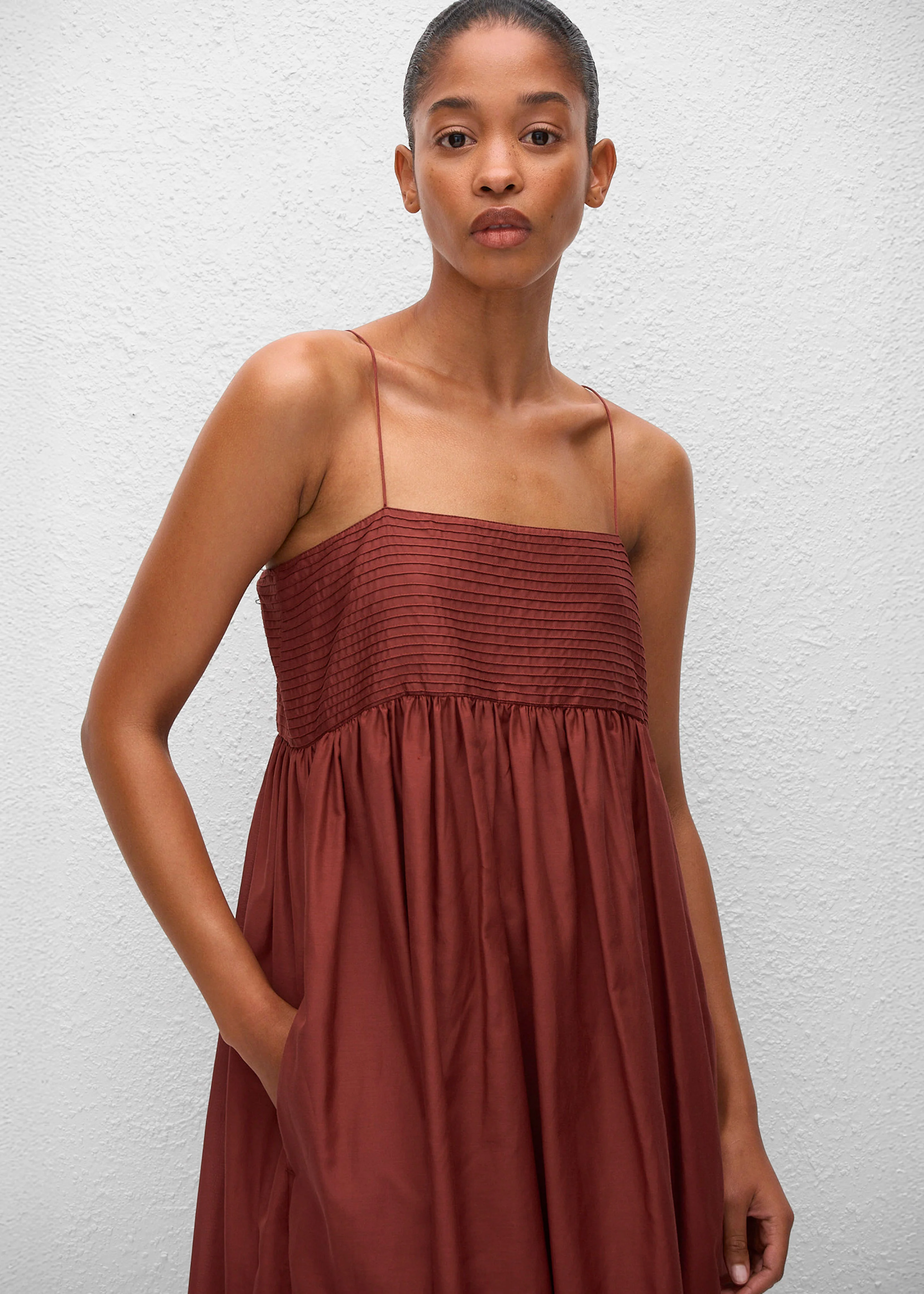 Matteau Empire Pintuck Bodice Dress - Maroc - Image 3