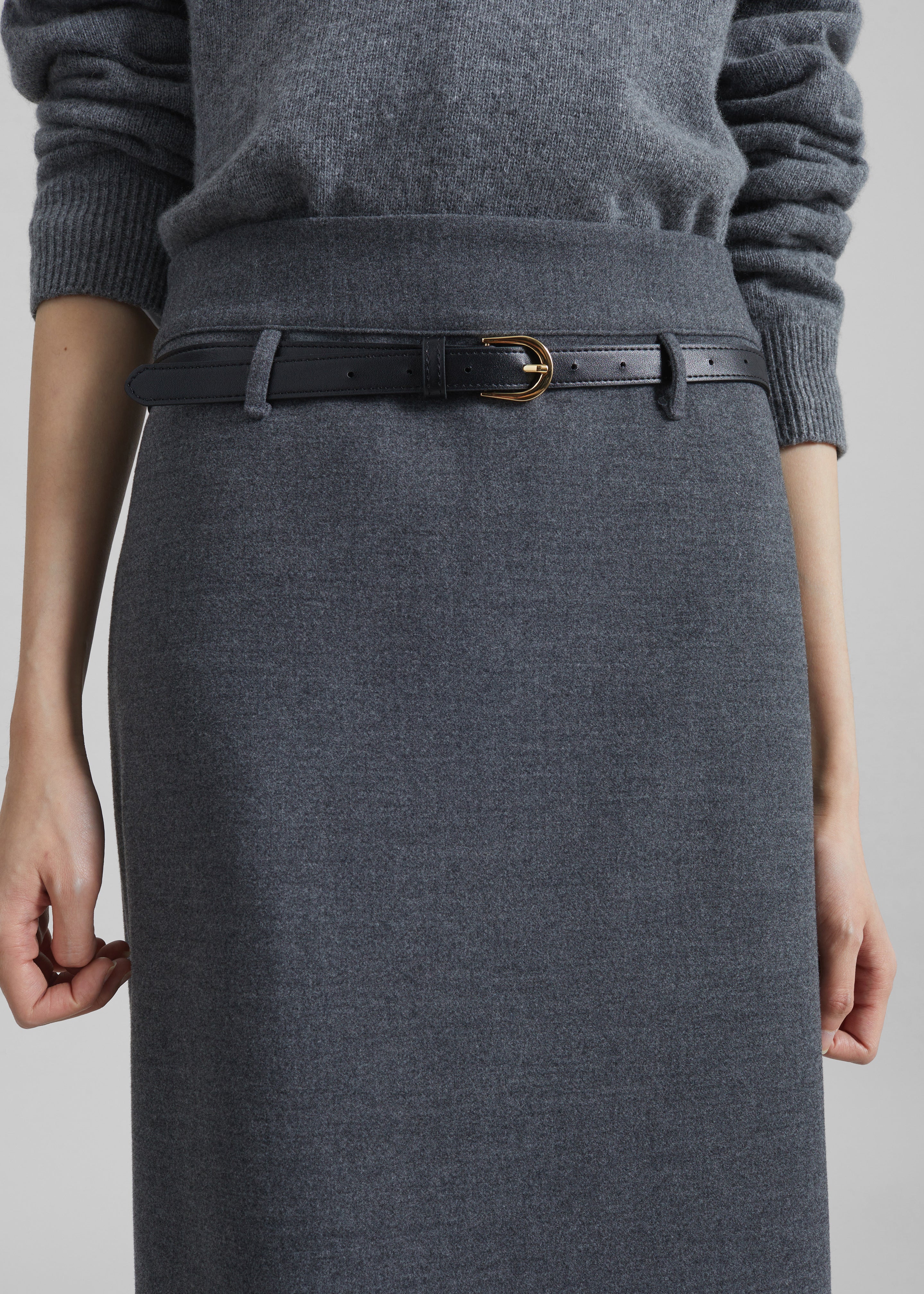 Mauvilly Belted Pencil Skirt - Grey - Image 4