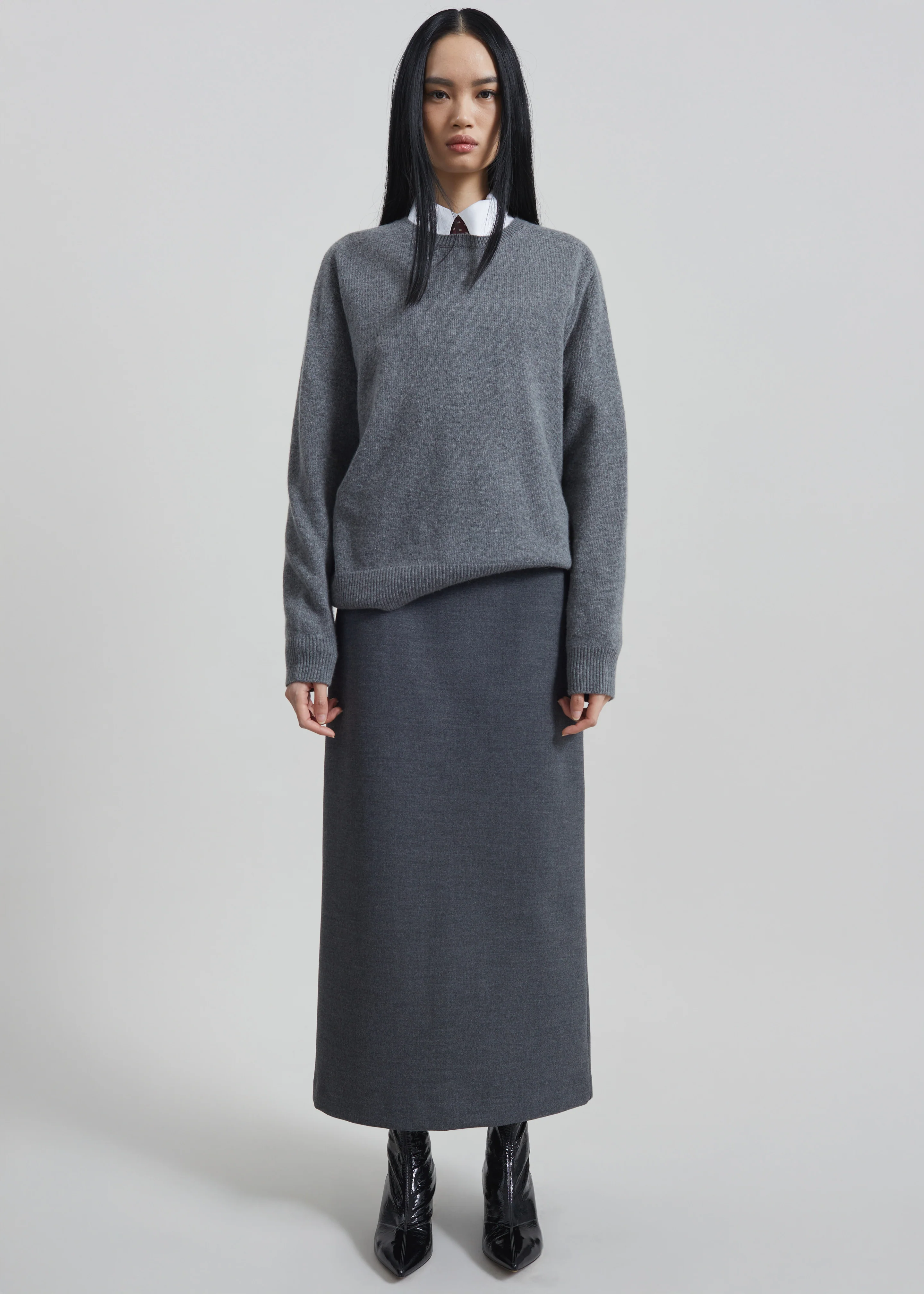 Mauvilly Belted Pencil Skirt - Grey - Image 5
