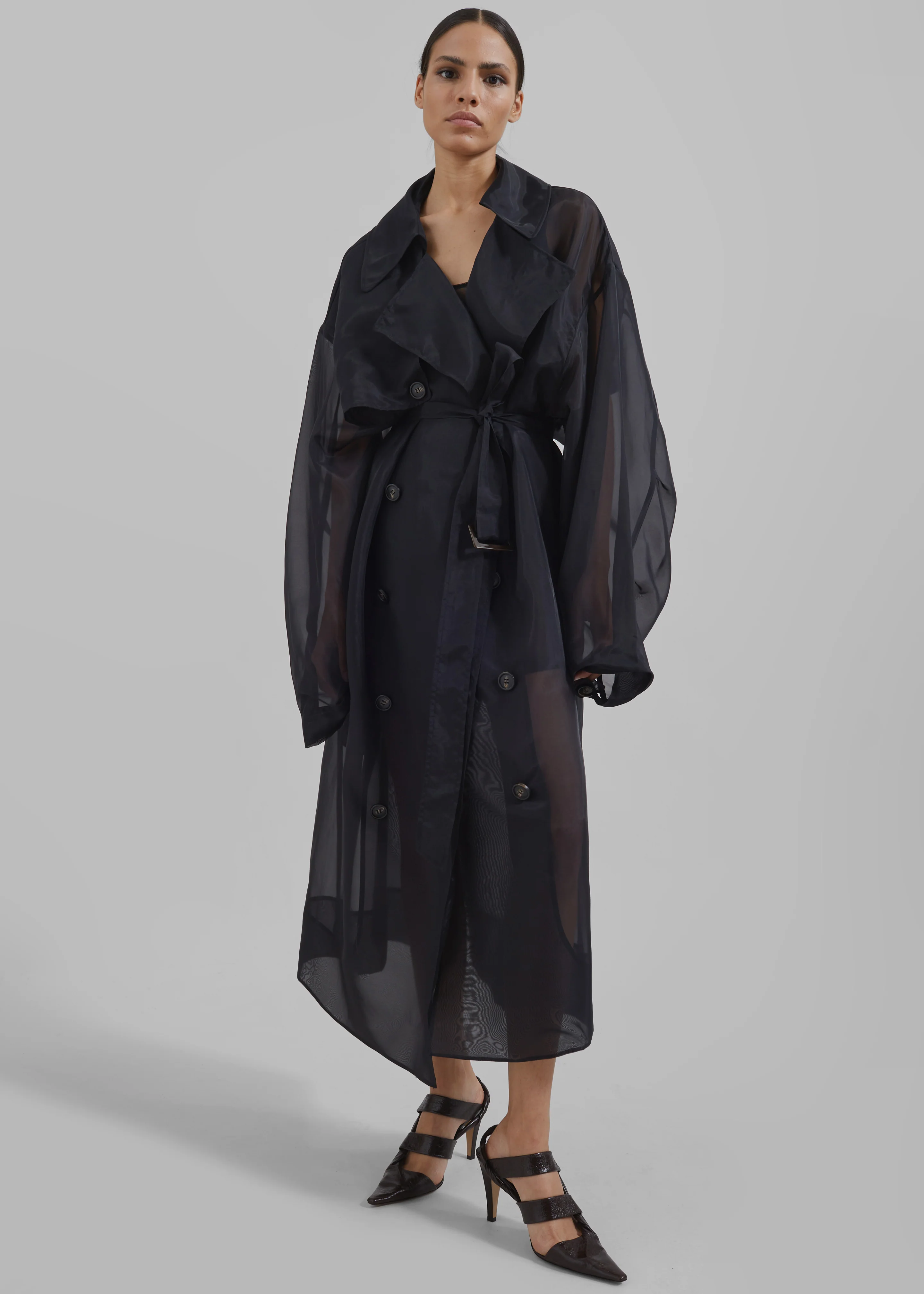 Mavis Oversized Sheer Trench - Black - Image 10