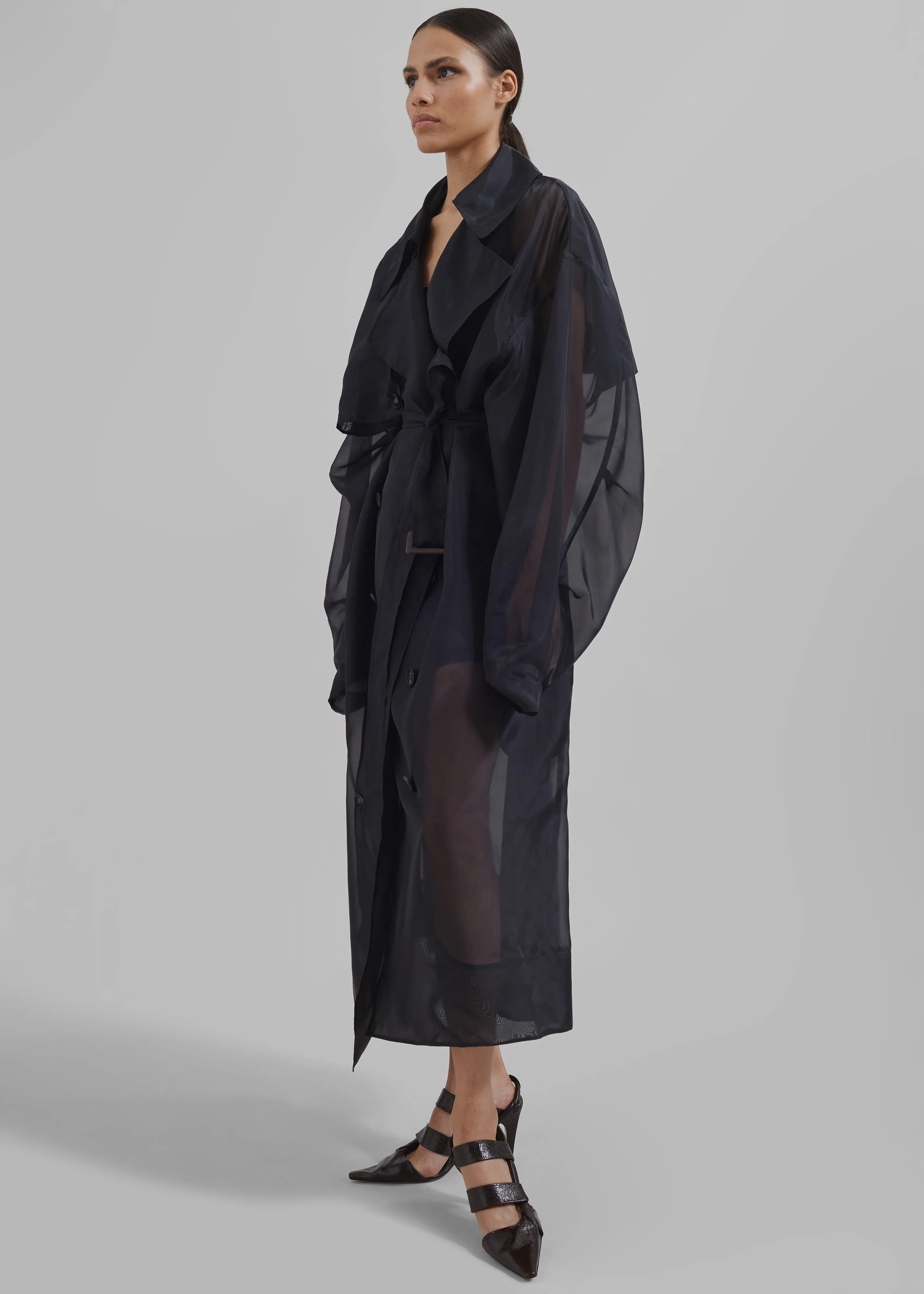 Mavis Oversized Sheer Trench - Black - Image 8