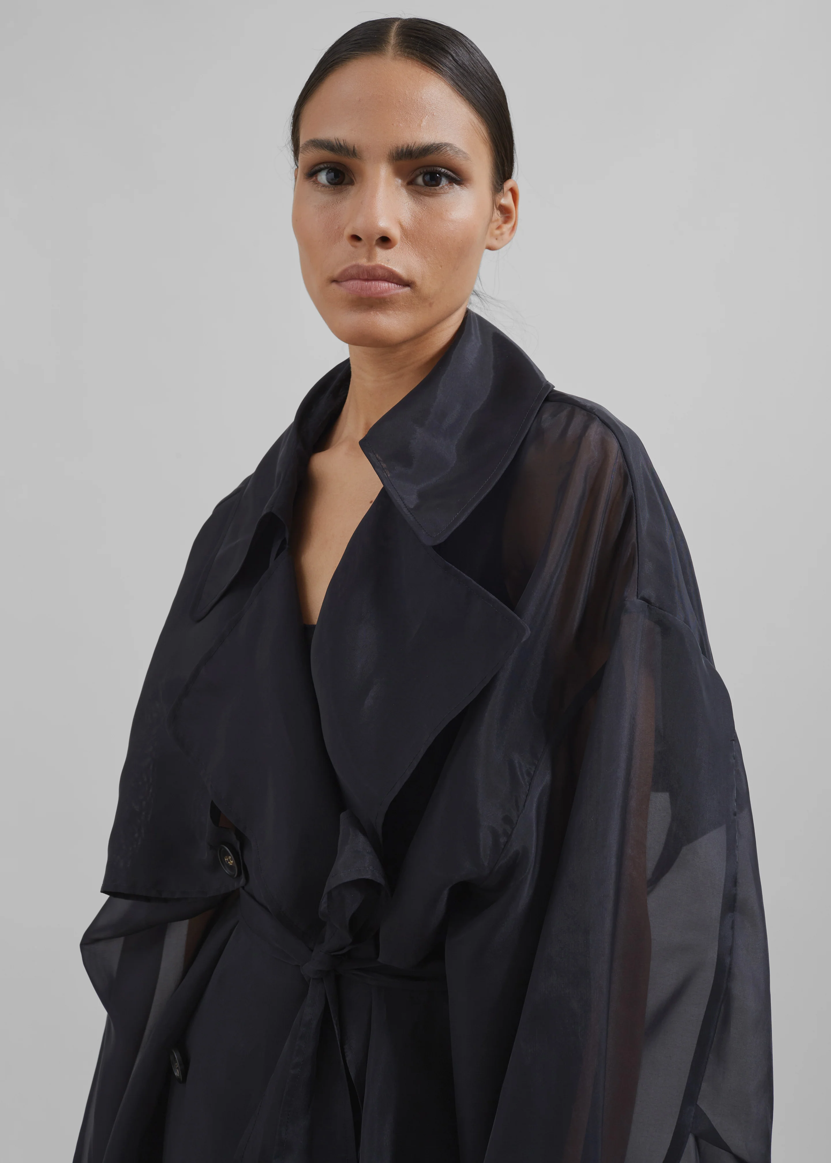 Mavis Oversized Sheer Trench - Black - Image 9