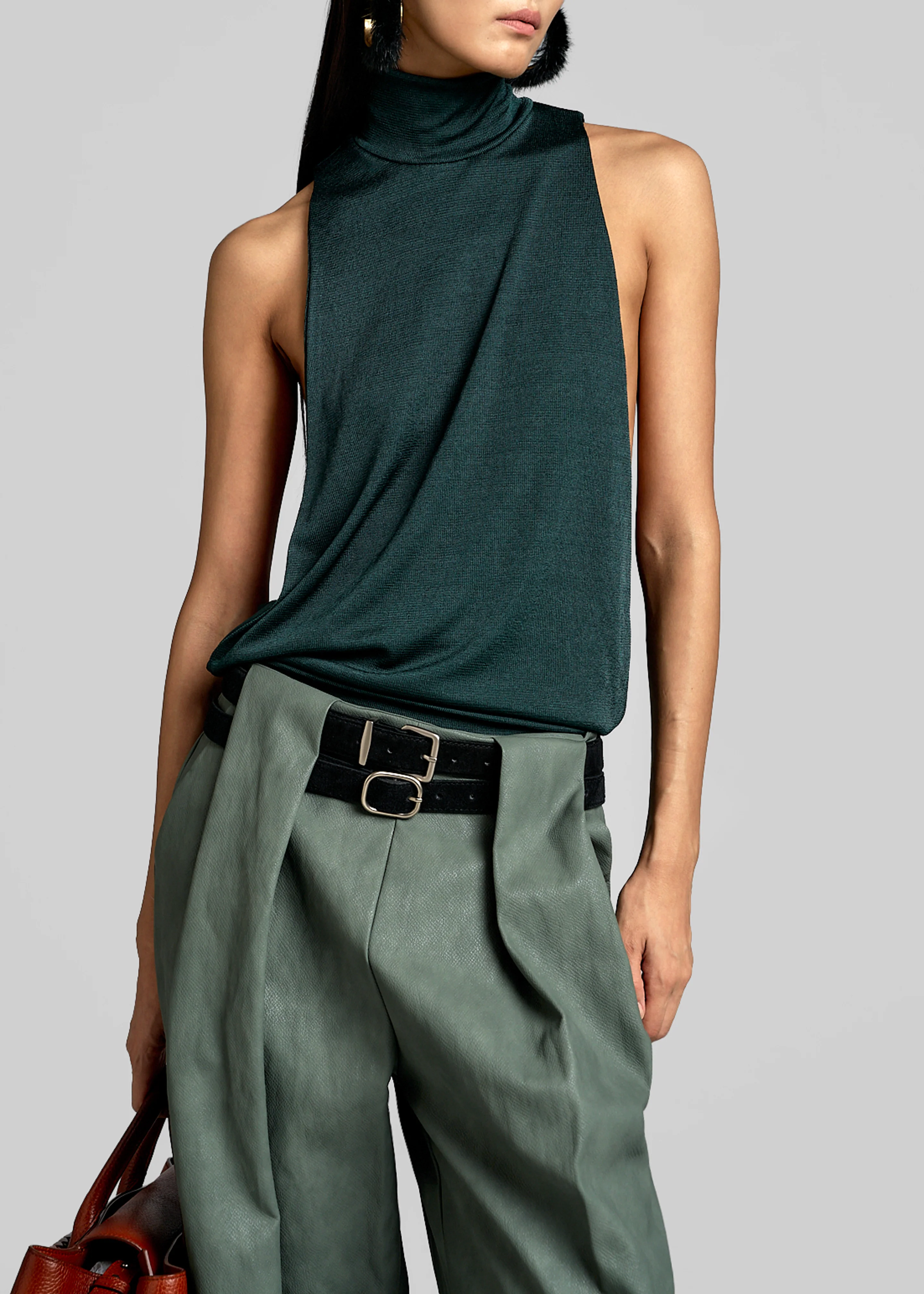 Maxen Mock Neck Bodysuit - Deep Green - Image 3
