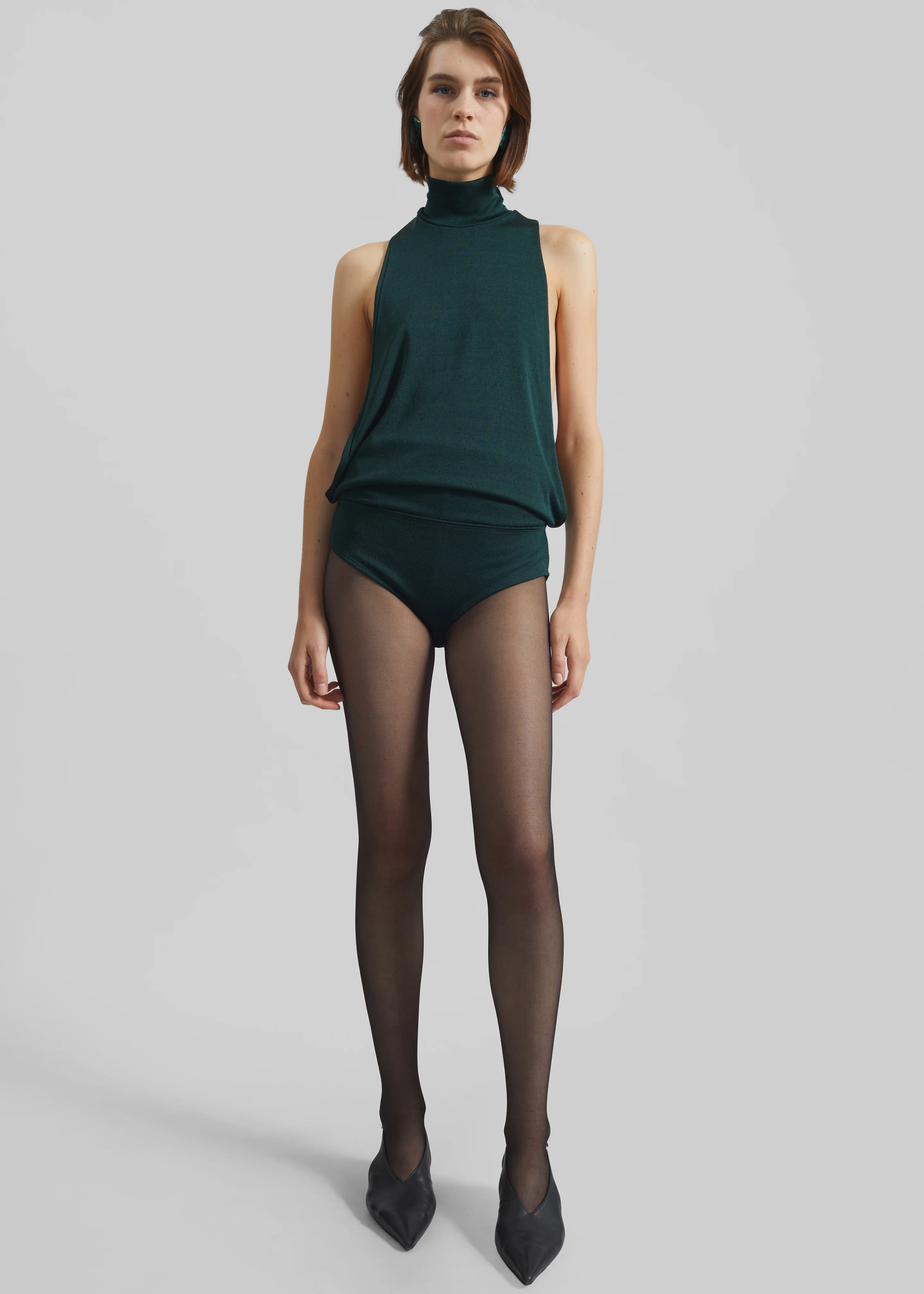 Maxen Mock Neck Bodysuit - Deep Green - Image 7