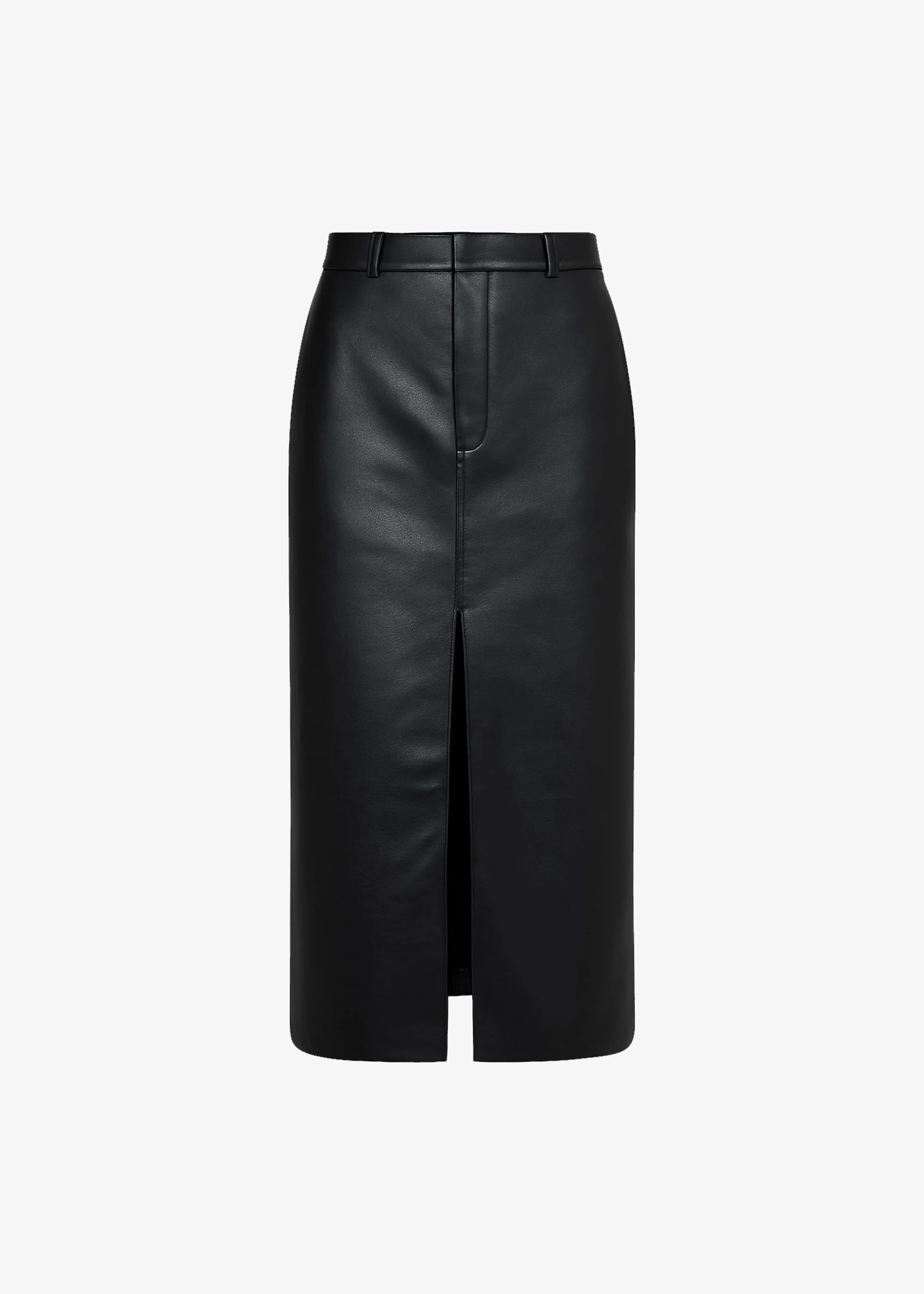 Maybelle Faux Leather Front Slit Pencil Skirt - Black - Image 9