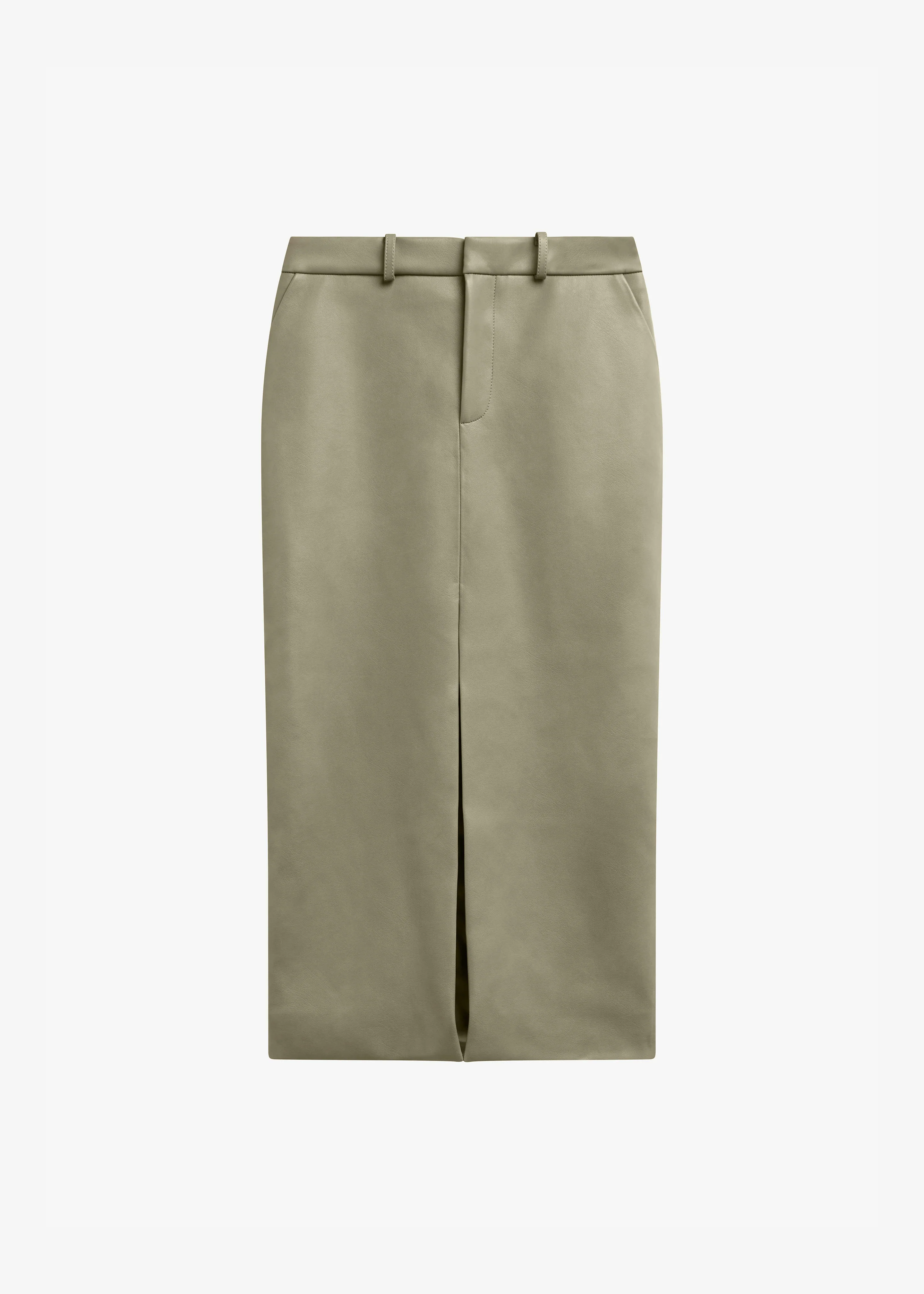Maybelle Faux Leather Front Slit Pencil Skirt - Sage - Image 7