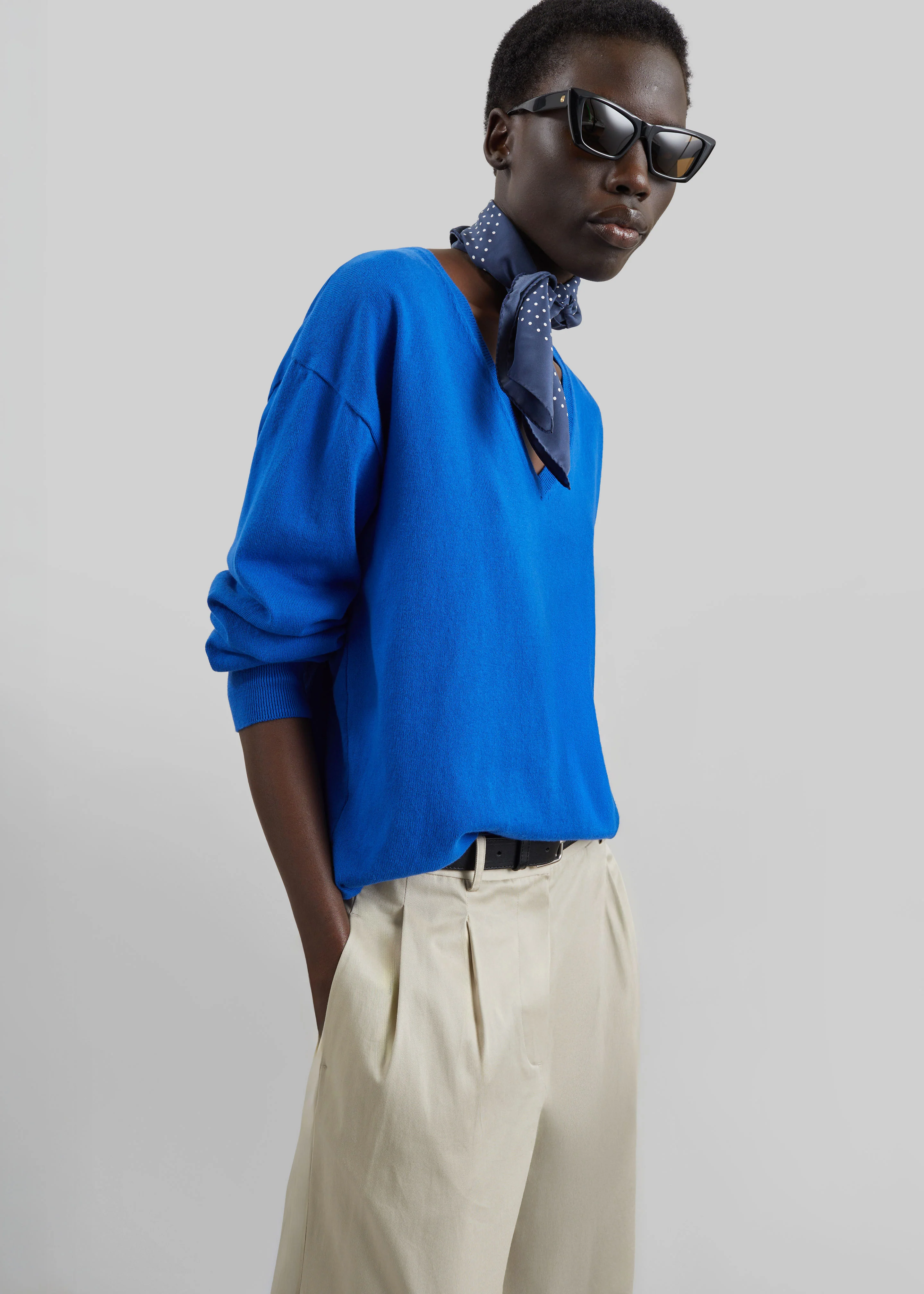 Meera V-Neck Sweater - Cobalt - Image 5