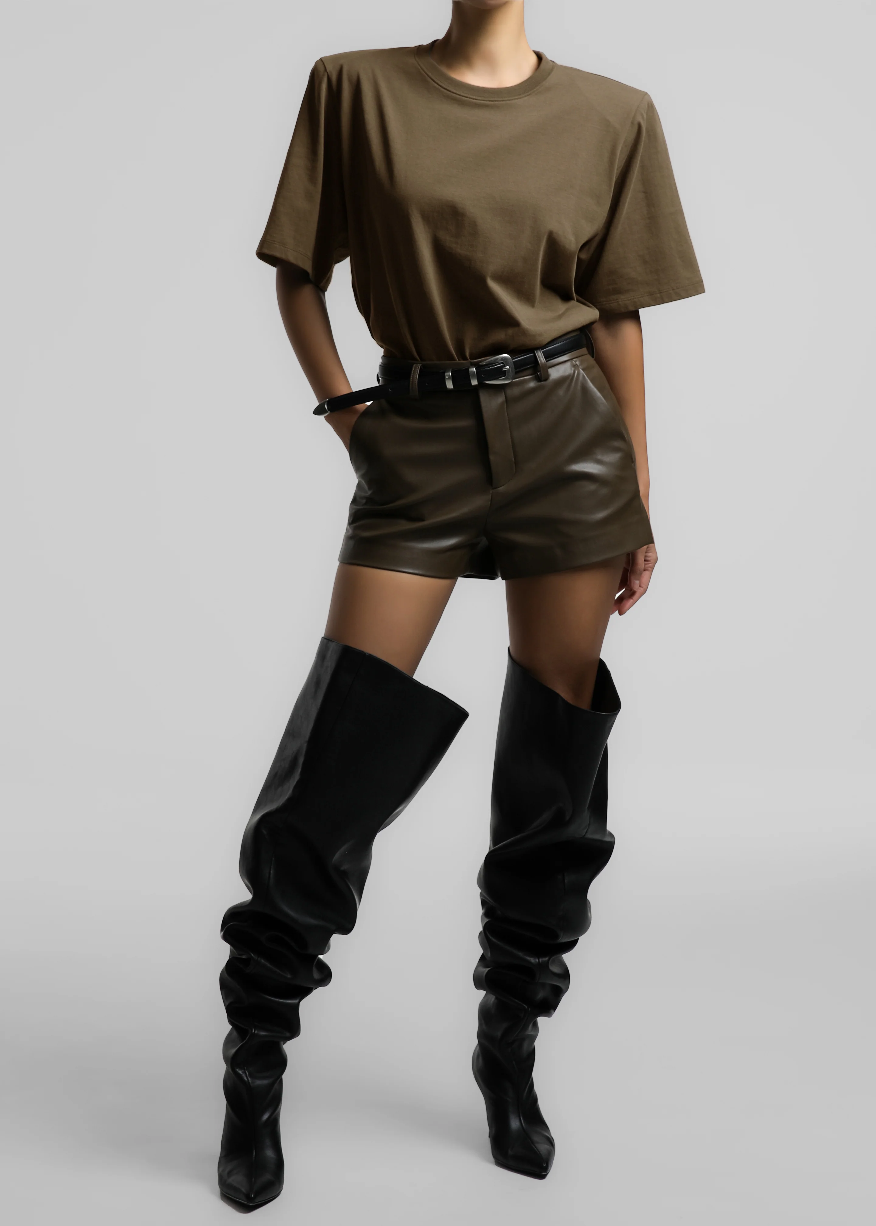 Meida Padded T-Shirt Bodysuit - Khaki - Image 6