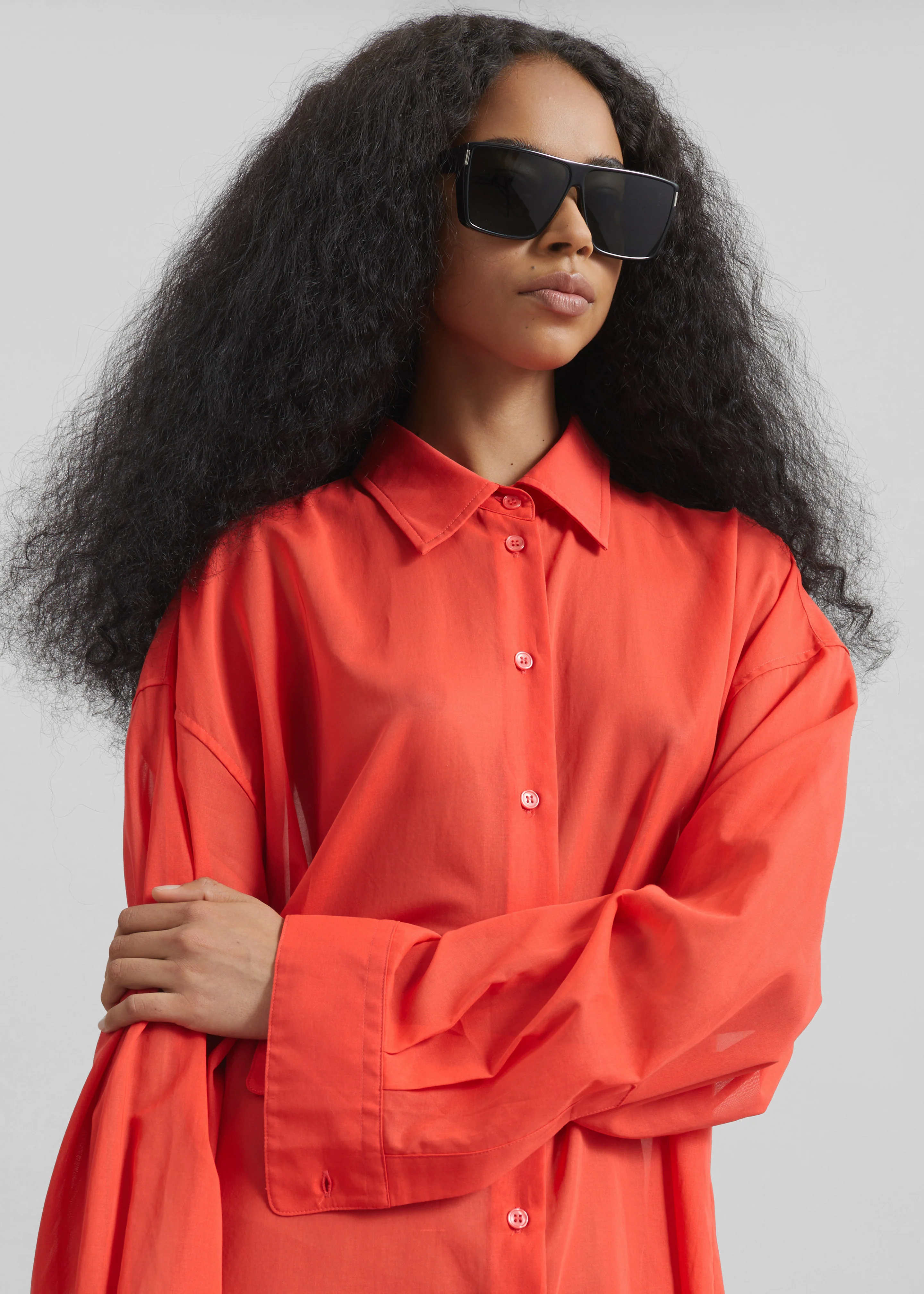 Melia Open-Back Shirt - Red - Image 4