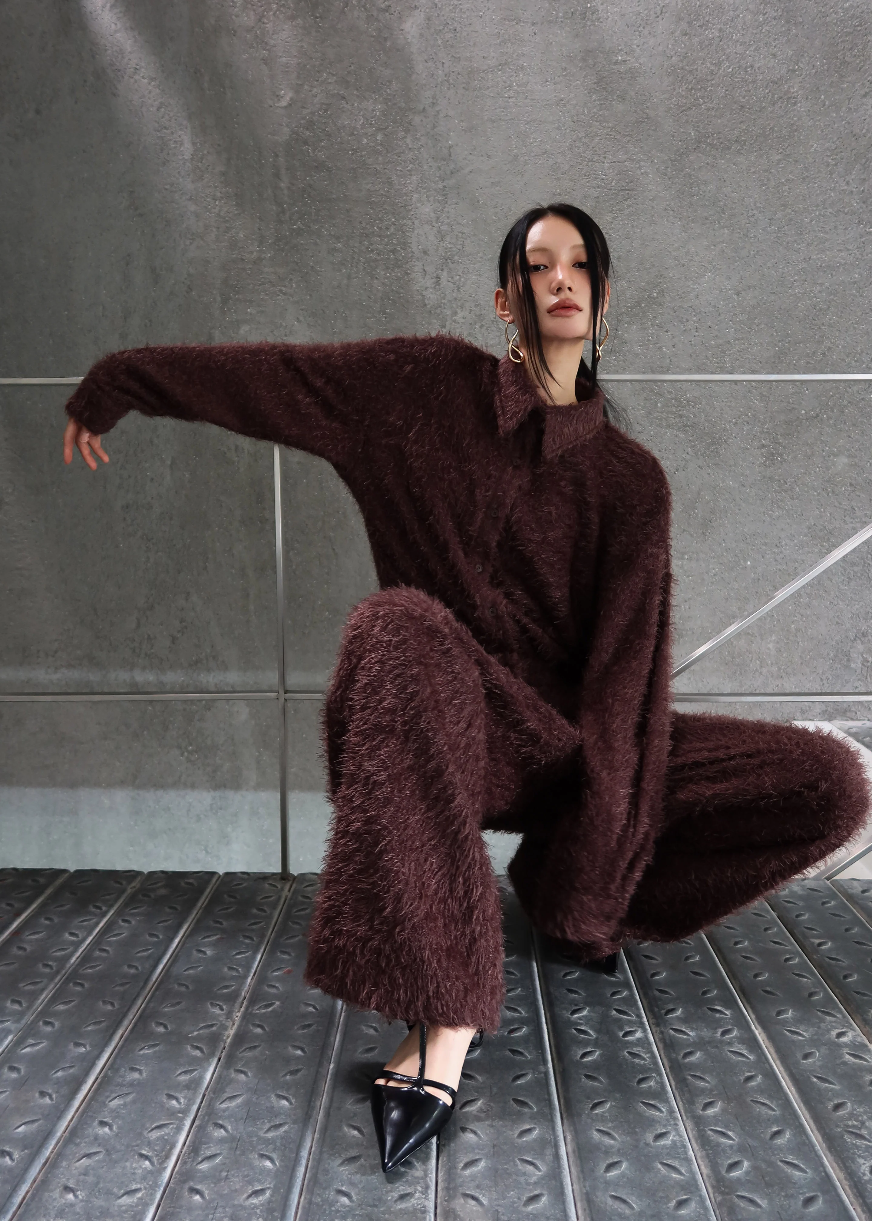 Melker Furry Pants - Mauve Brown - Image 2
