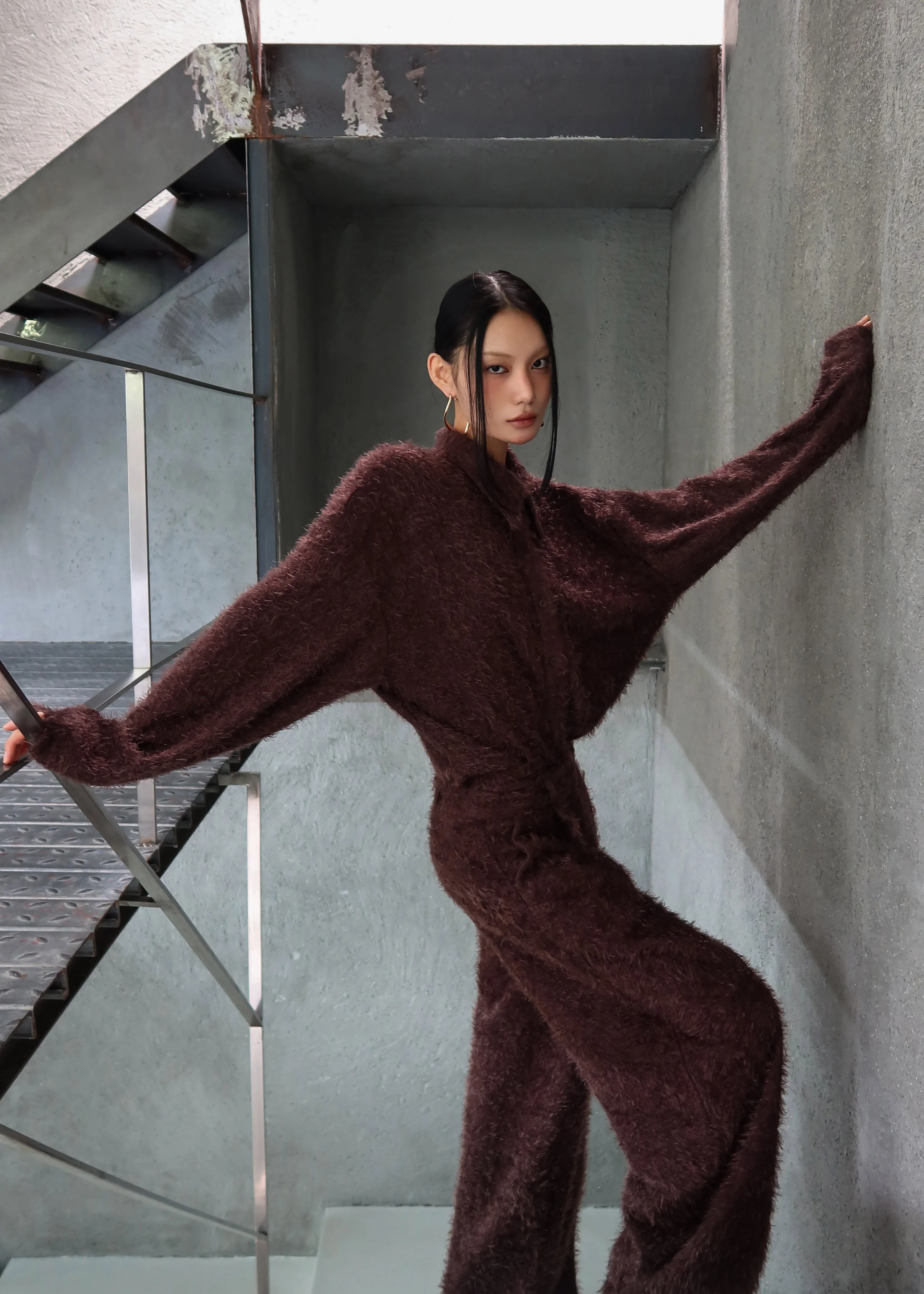 Melker Furry Pants - Mauve Brown - Image 6