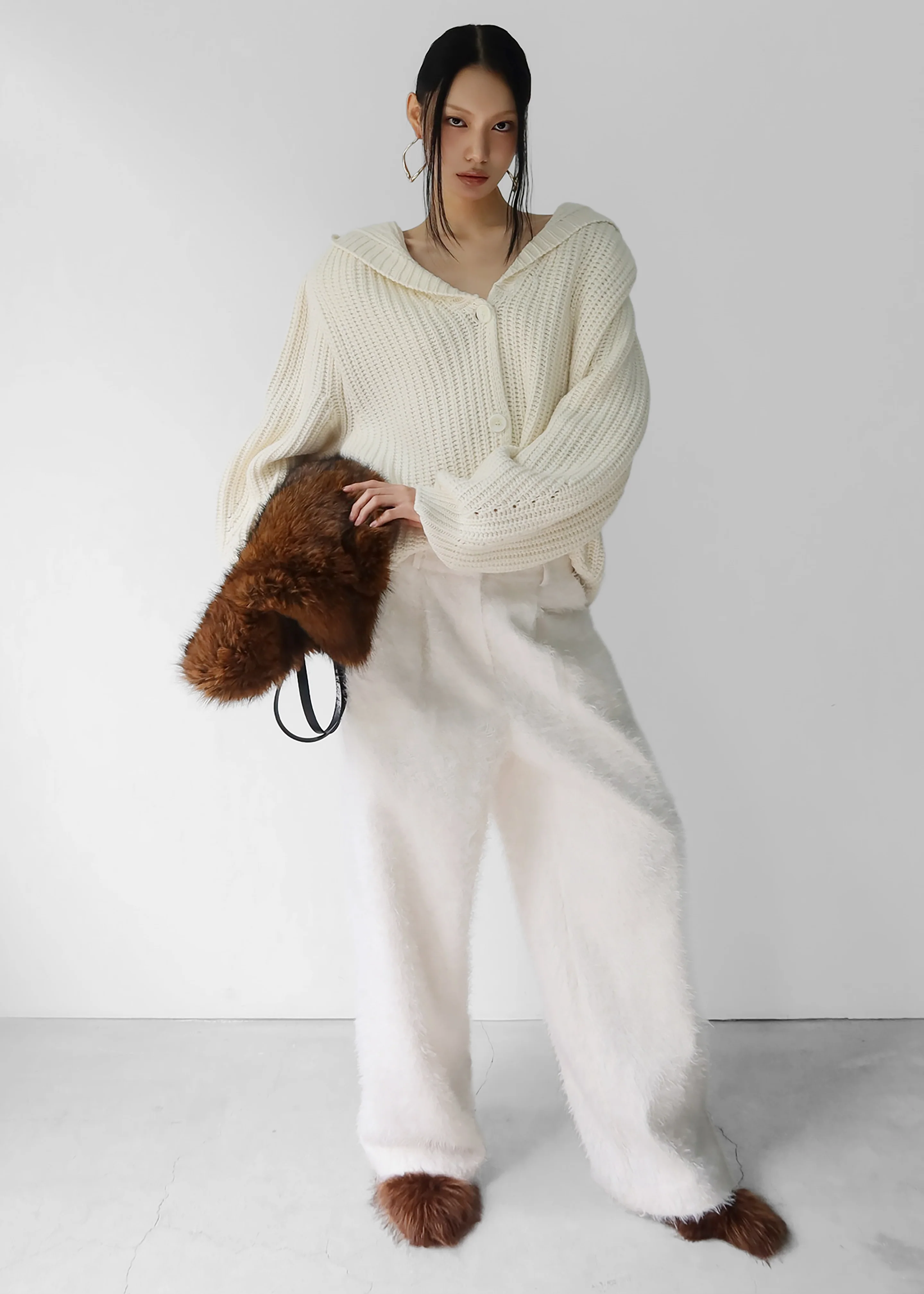 Melker Furry Pants - Off White - Image 3