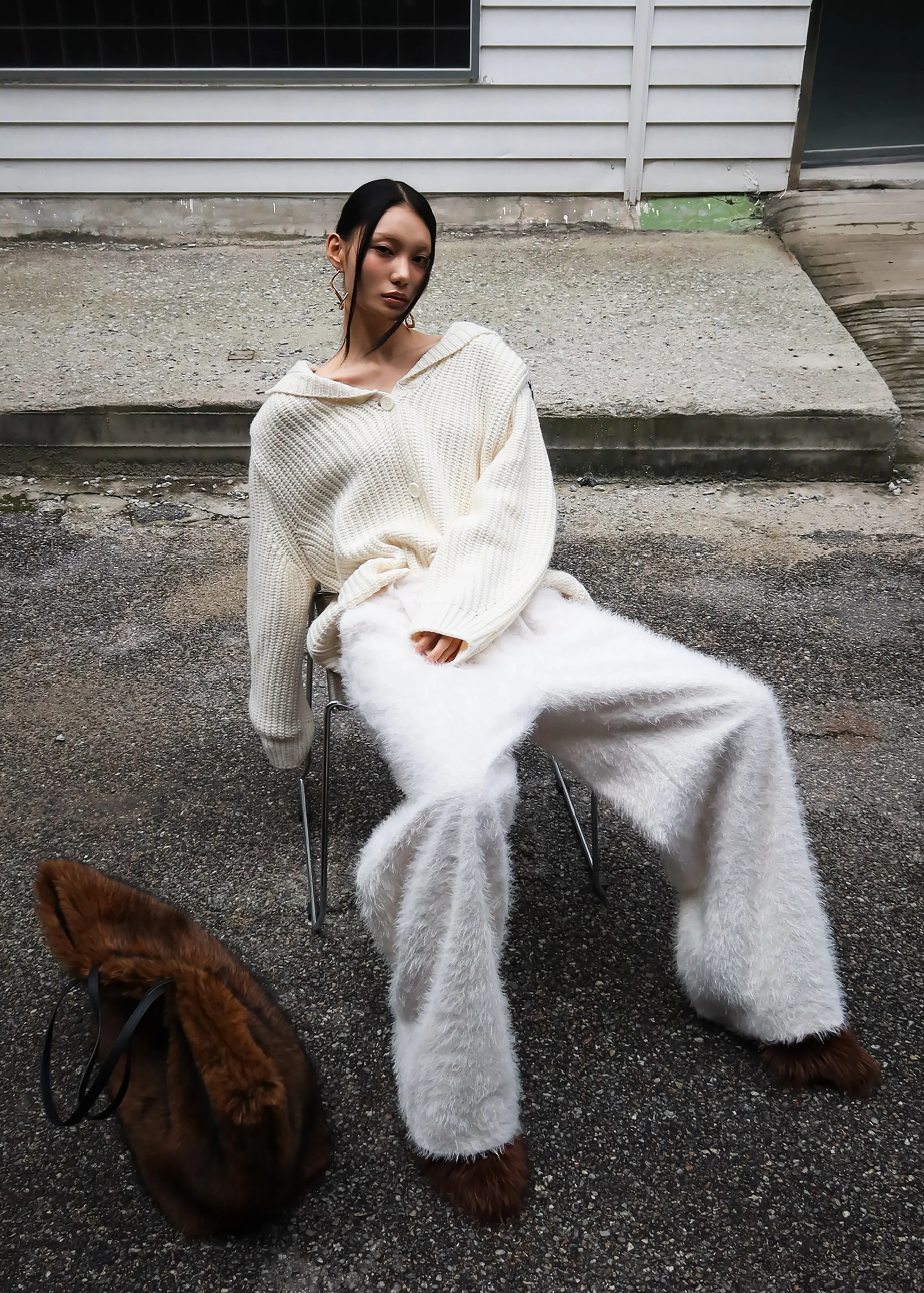 Melker Furry Pants - Off White - Image 5