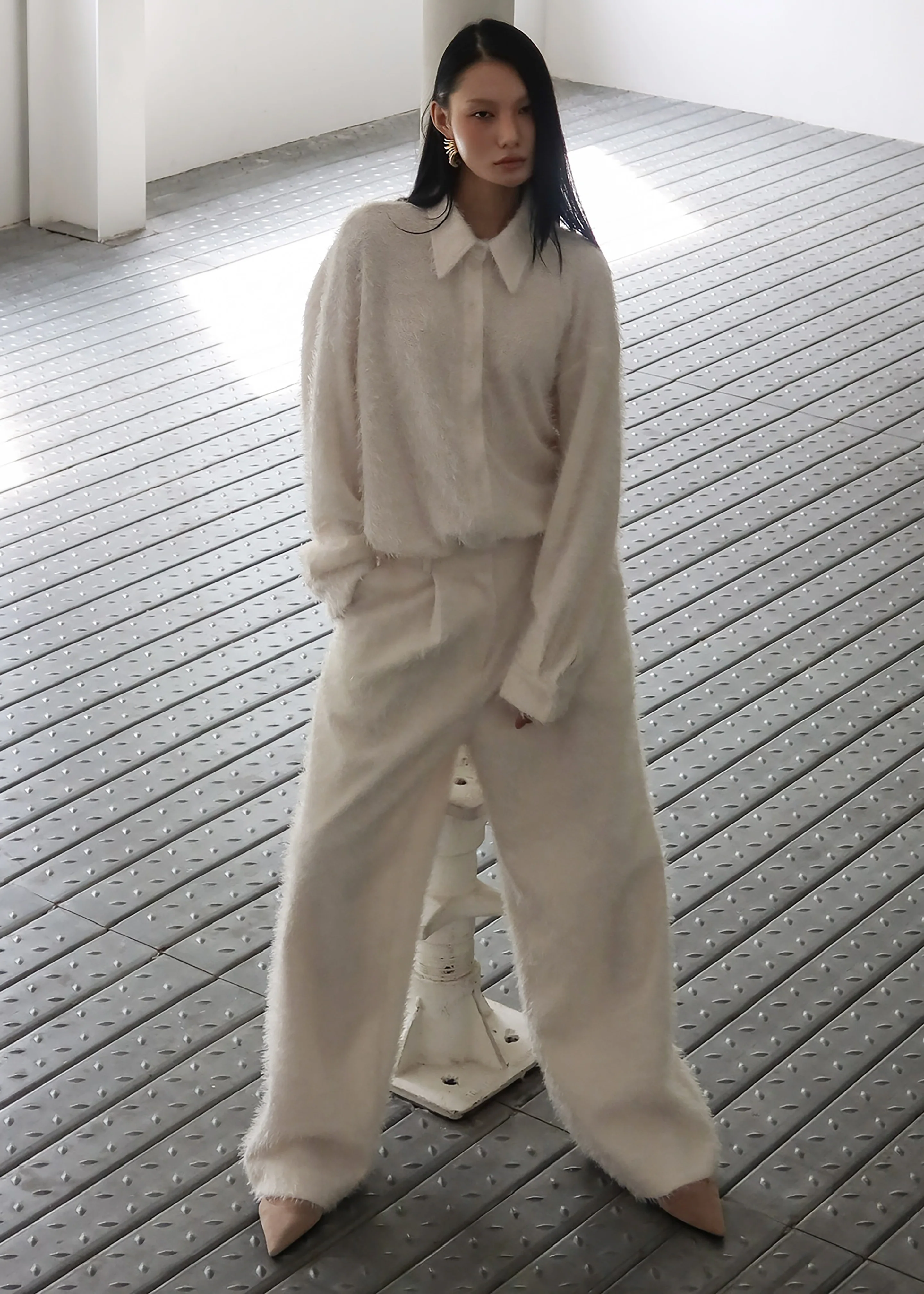 Melker Furry Pants - Off White - Image 9