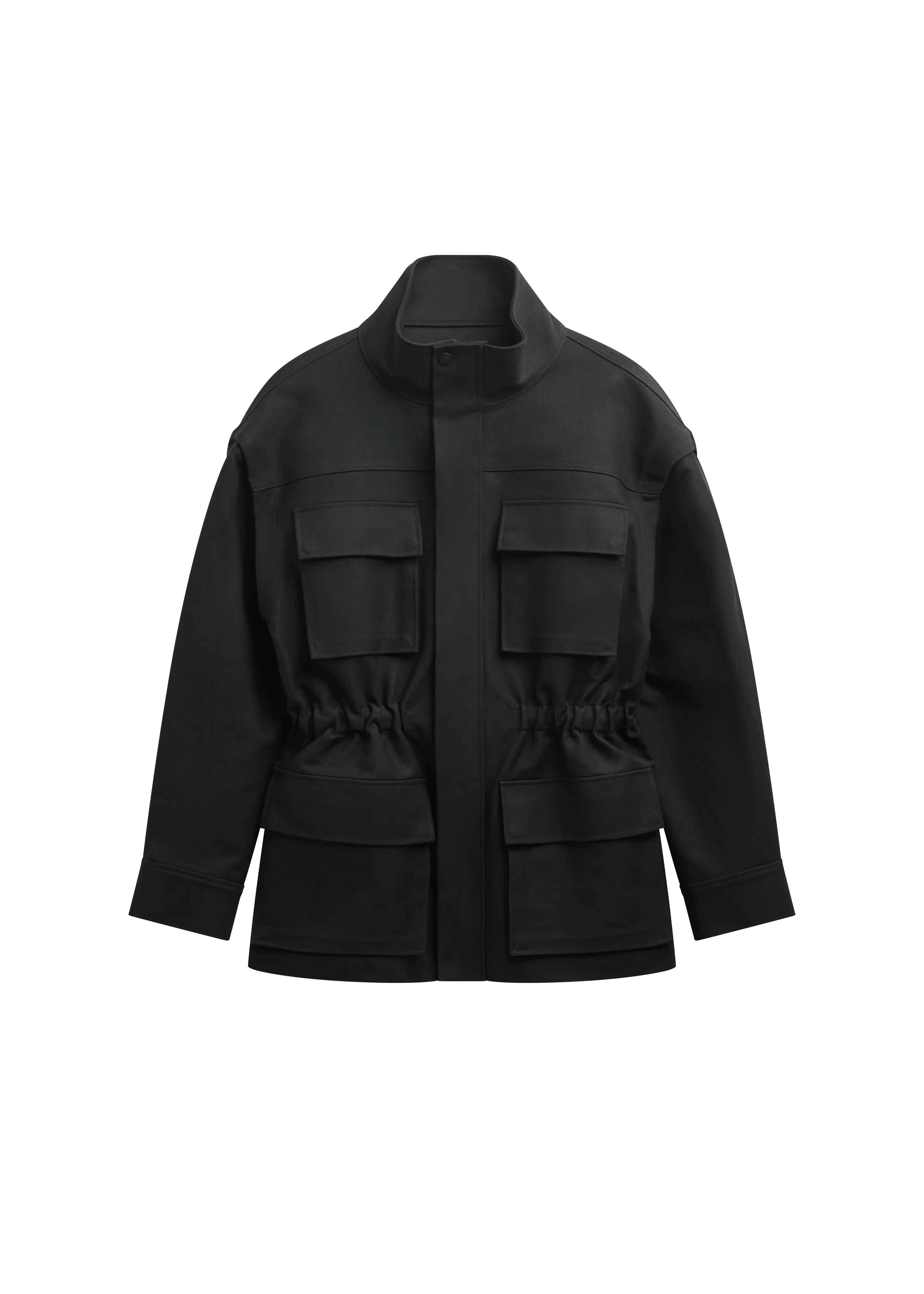 Melton Detachable Sleeve Cargo Jacket - Black - Image 9