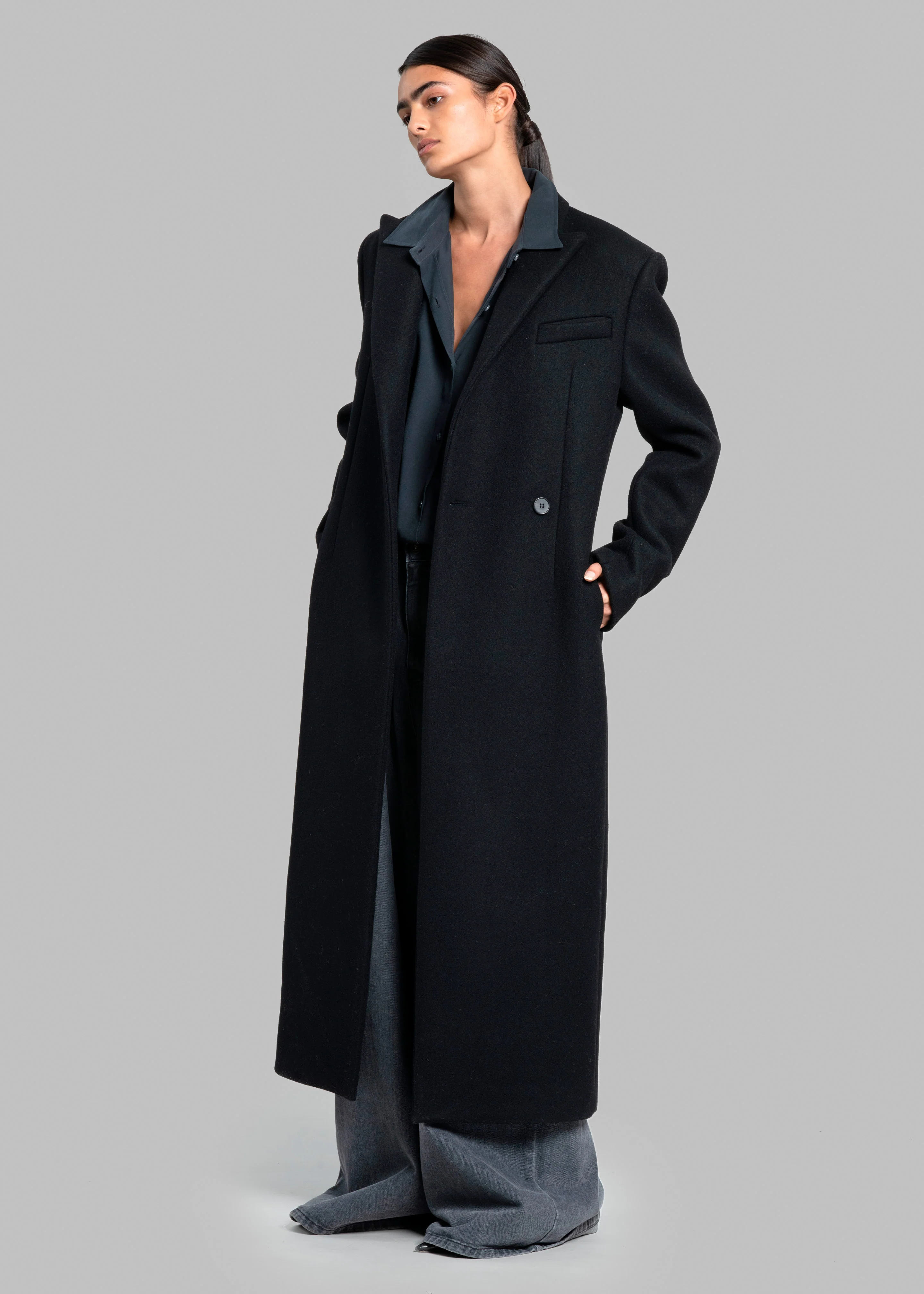 Melva Long Coat - Black - Image 5