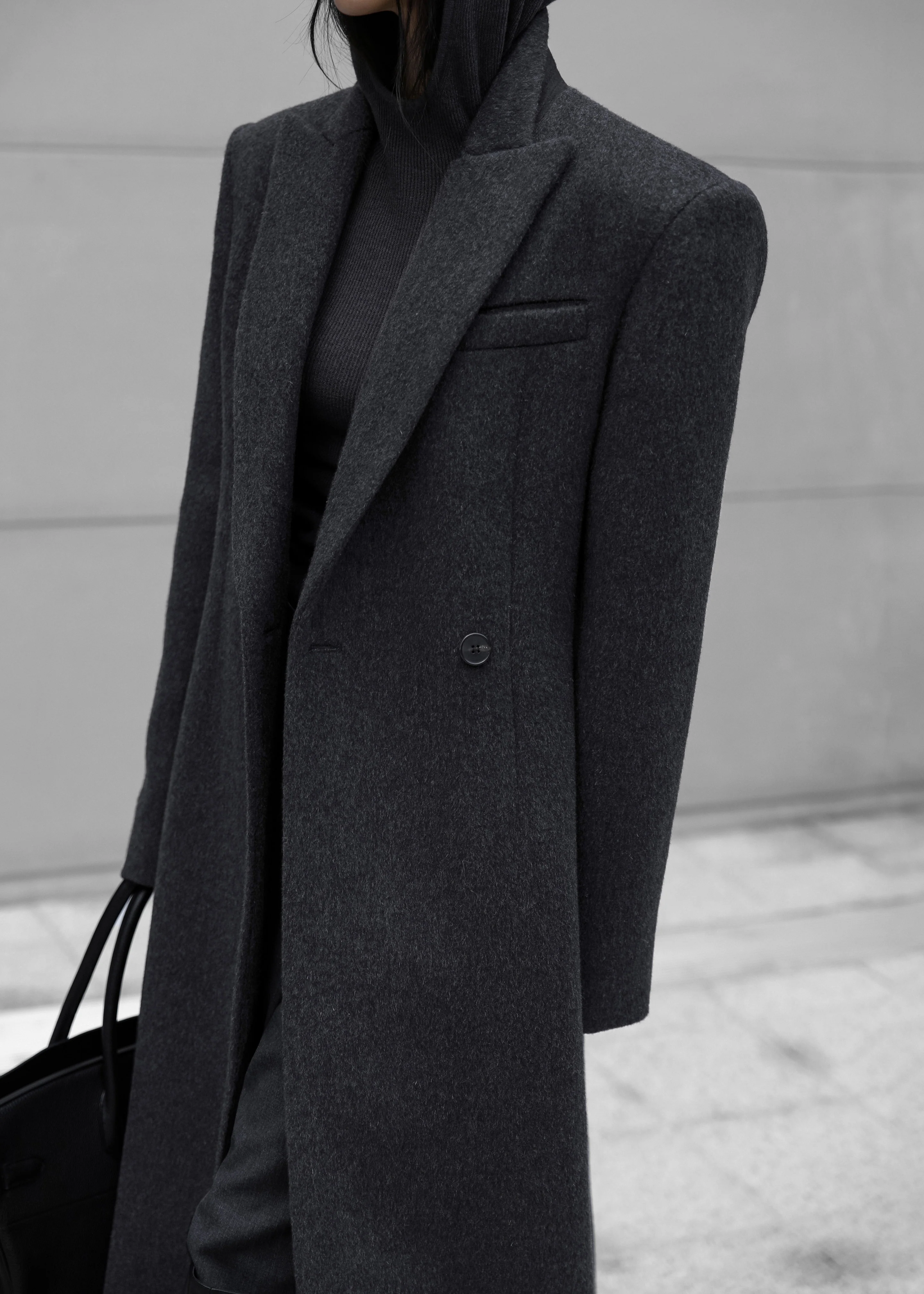 Melva Long Coat - Charcoal - Image 2