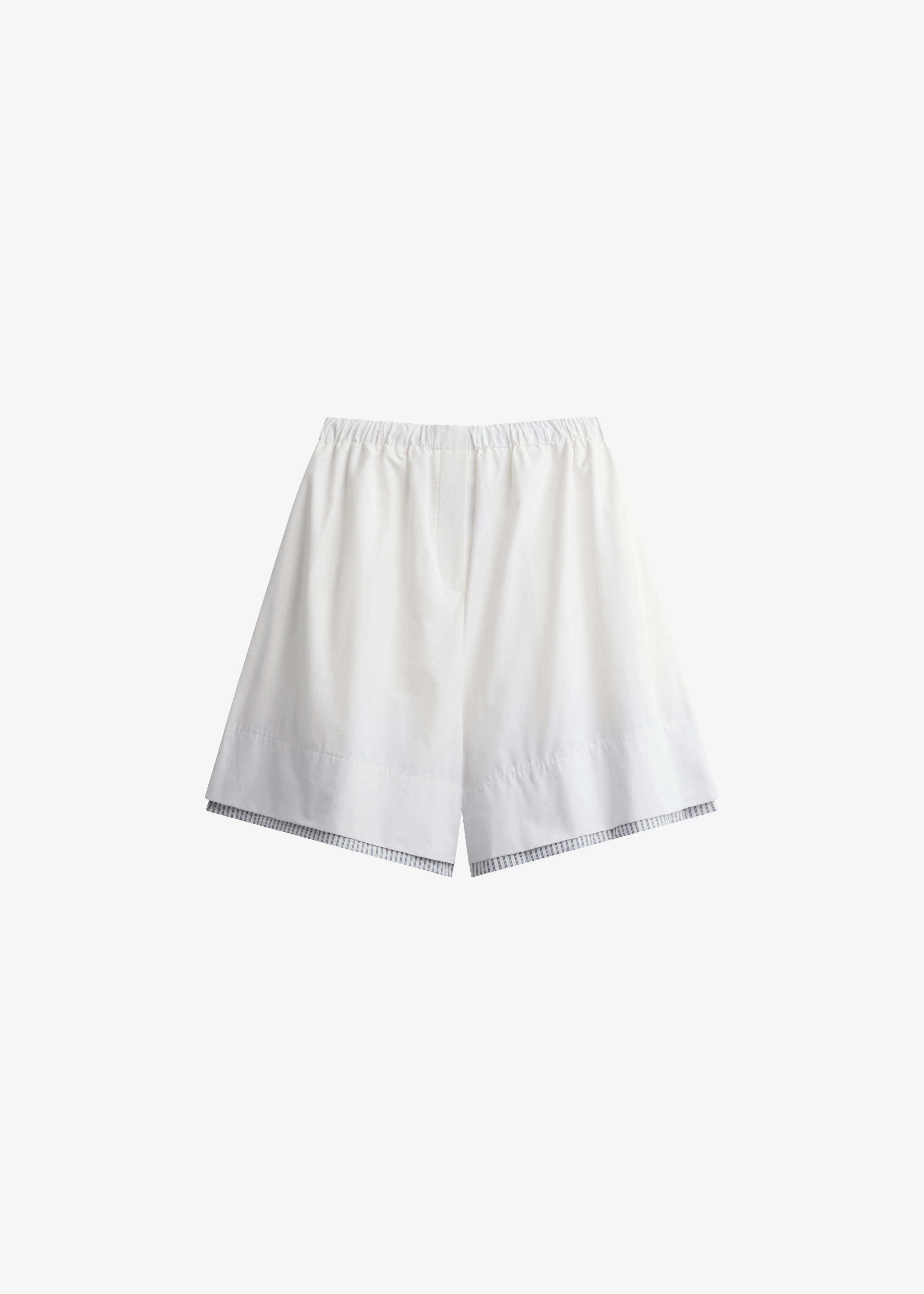 Menton Layered Hem Shorts - White/Blue Stripe - Image 8