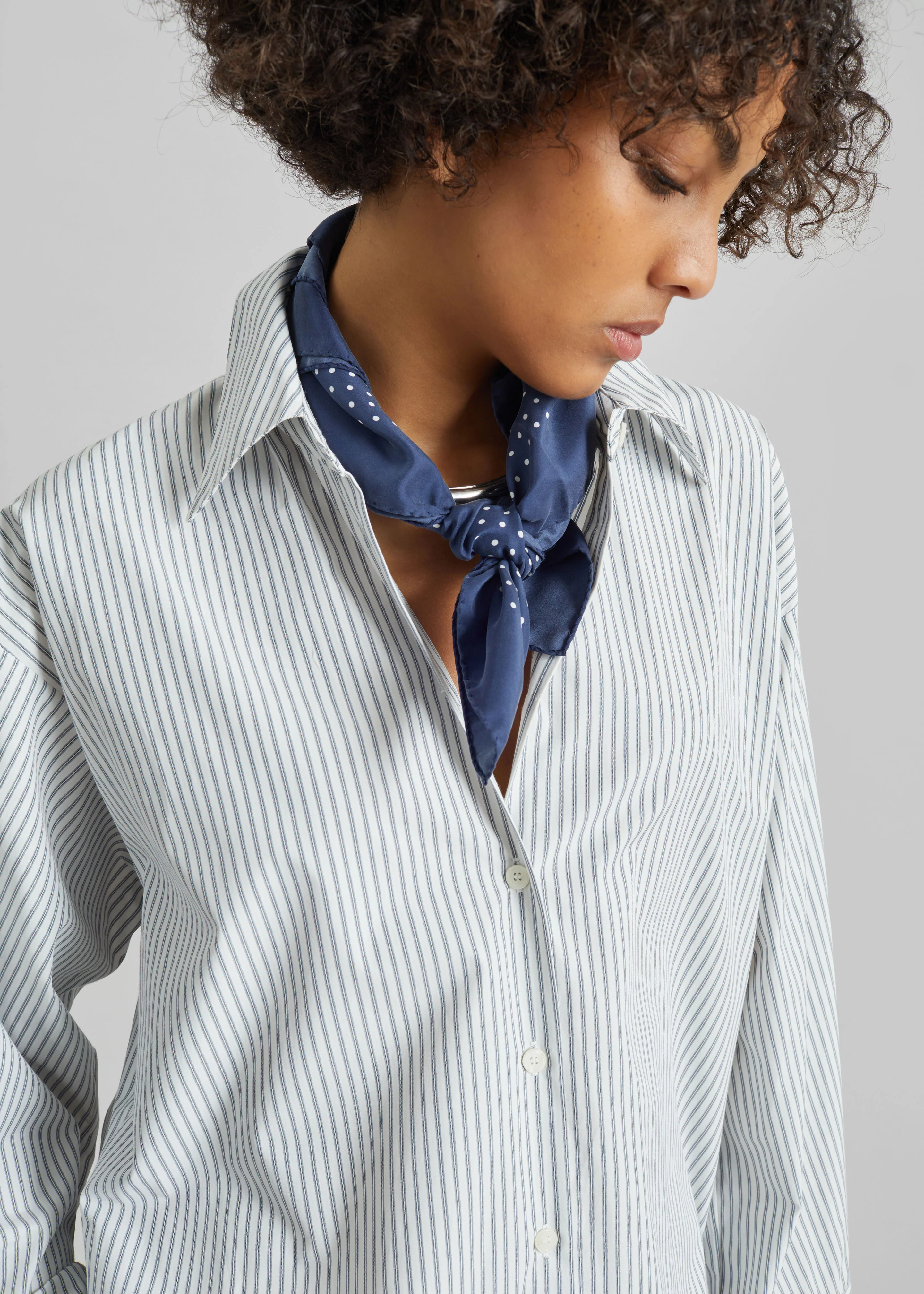 Menton Oversized Shirt - White/Blue Stripe - Image 2