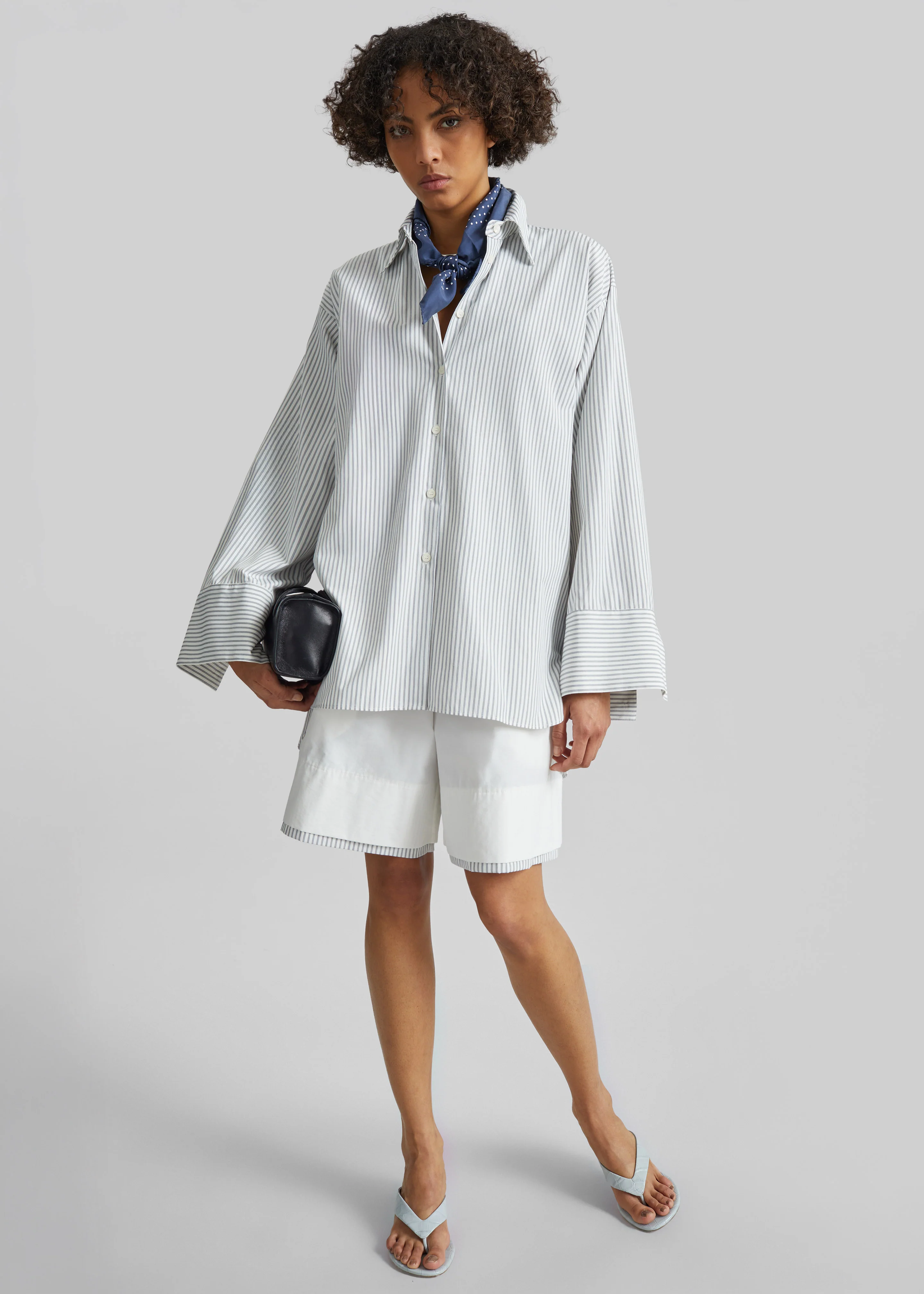 Menton Oversized Shirt - White/Blue Stripe - Image 3
