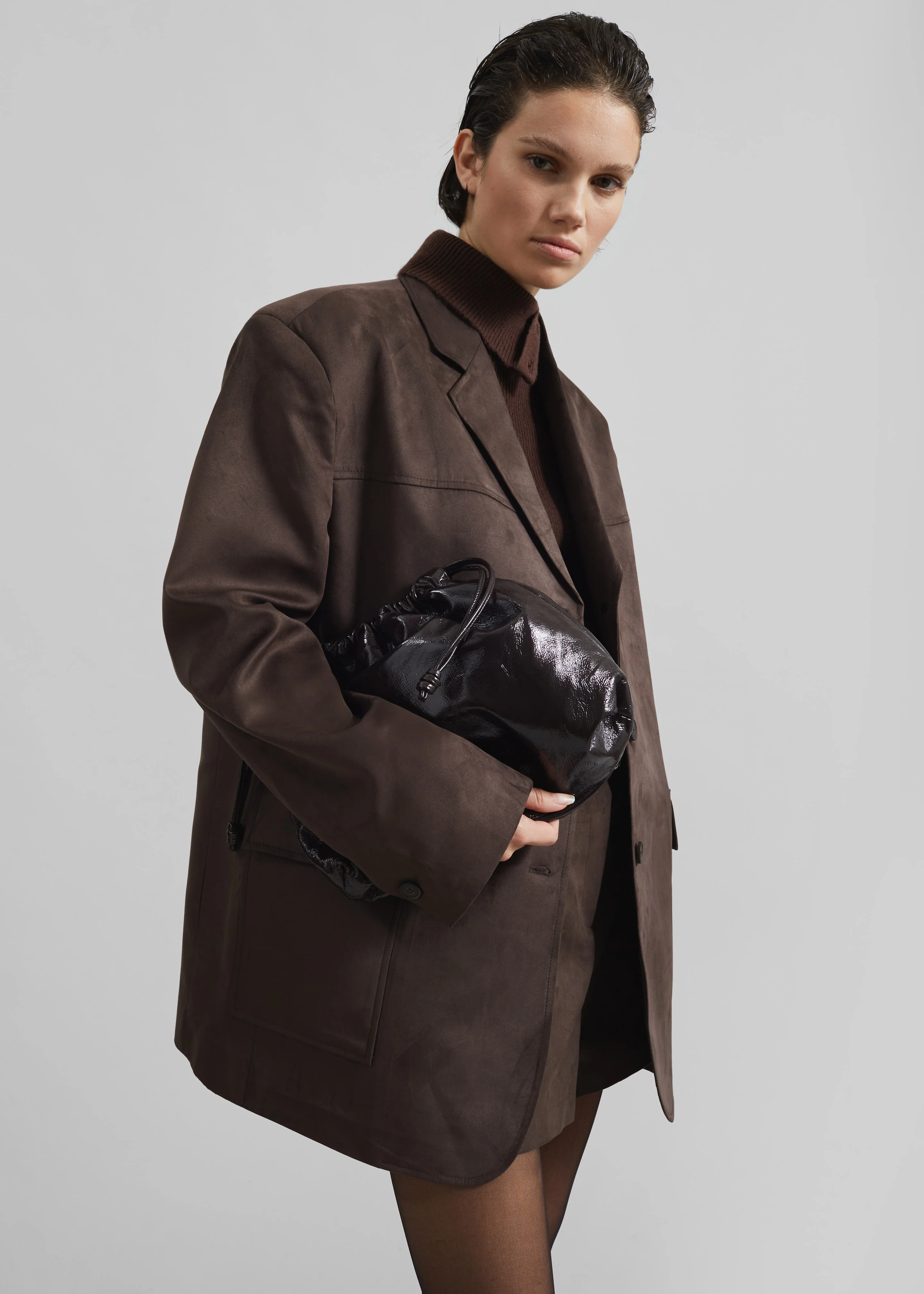 Merida Faux Suede Blazer - Brown - Image 2