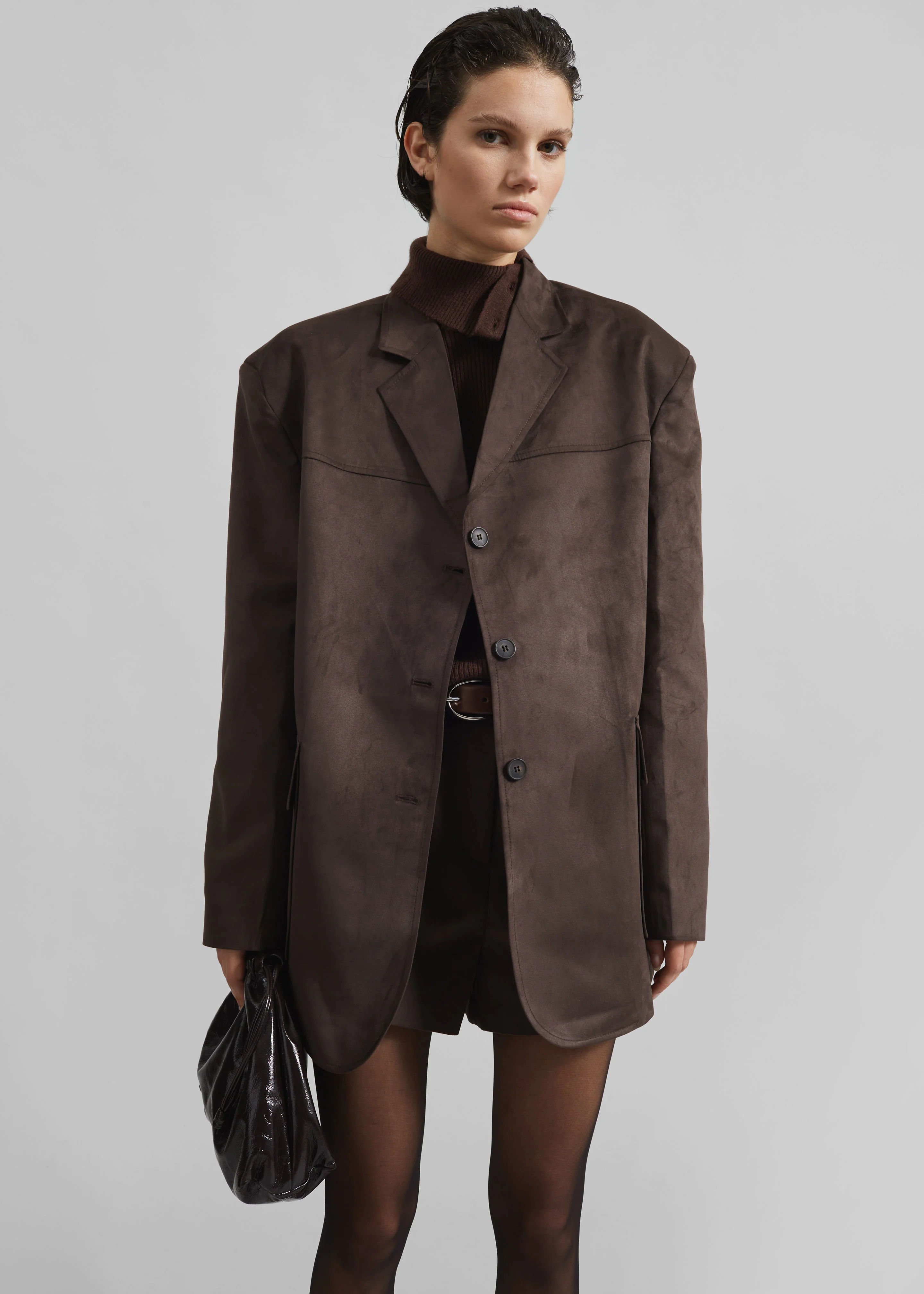 Merida Faux Suede Blazer - Brown - Image 4
