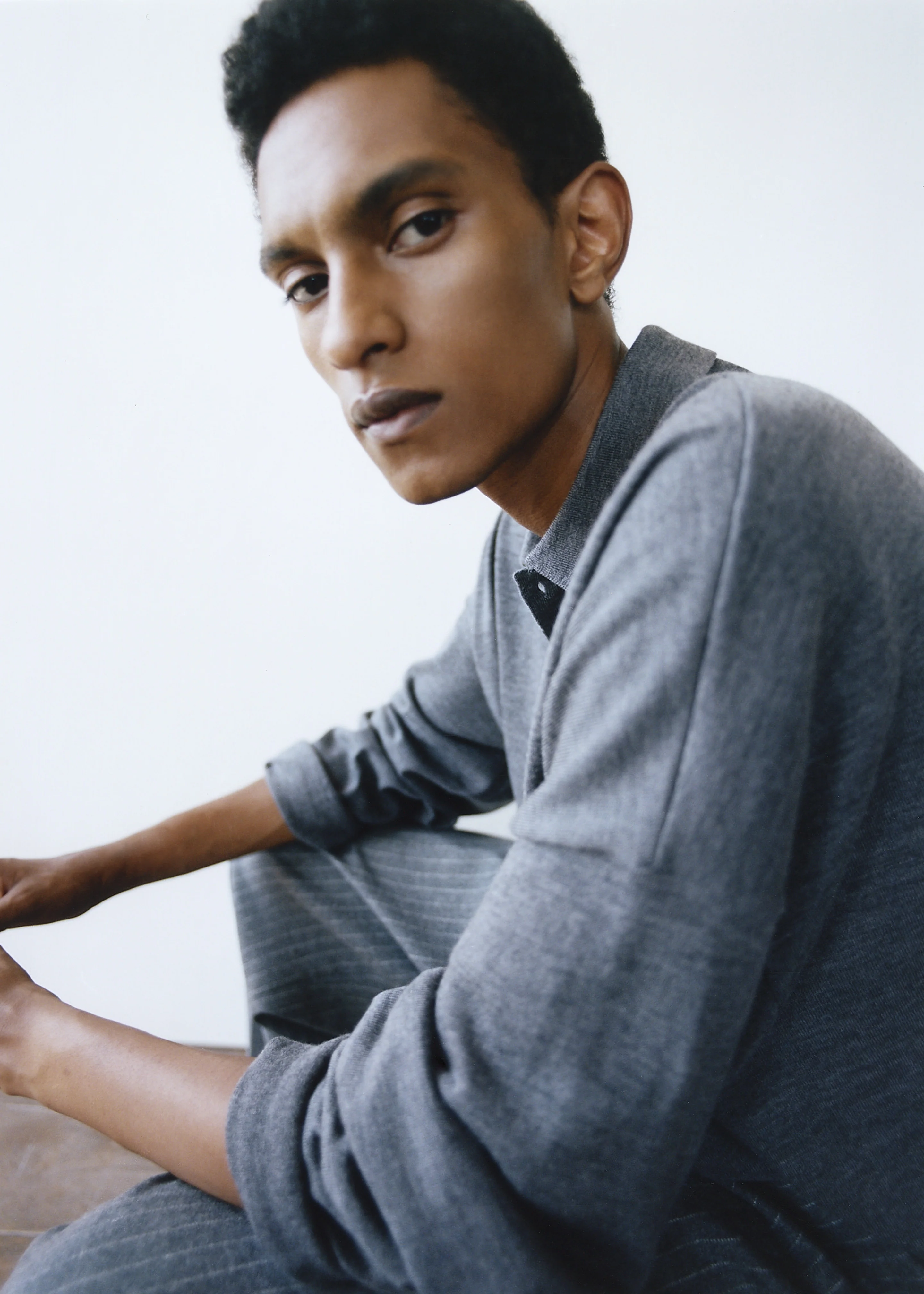 Meriel Wool Polo Sweater - Grey - Image 14