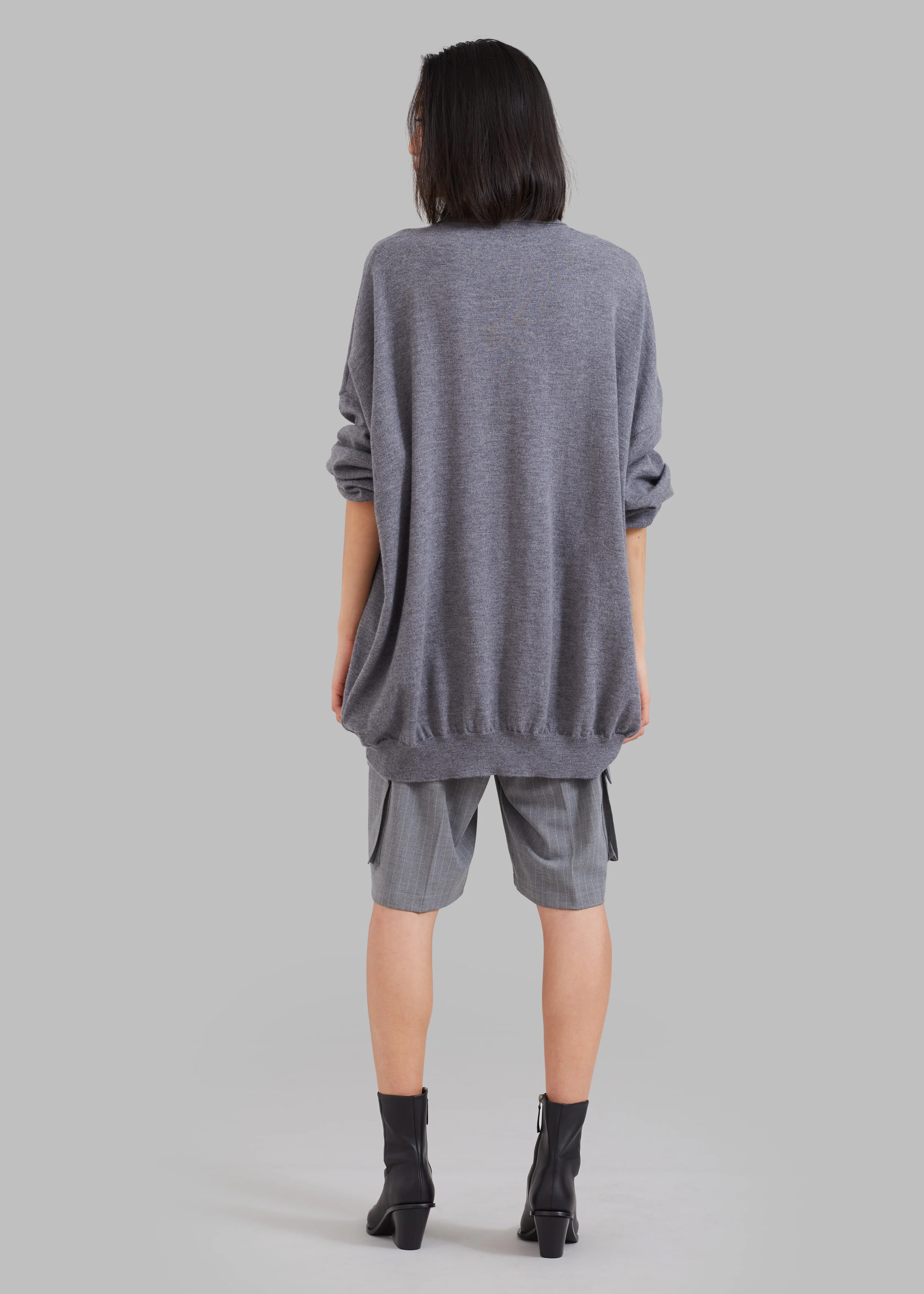 Meriel Wool Polo Sweater - Grey - Image 9