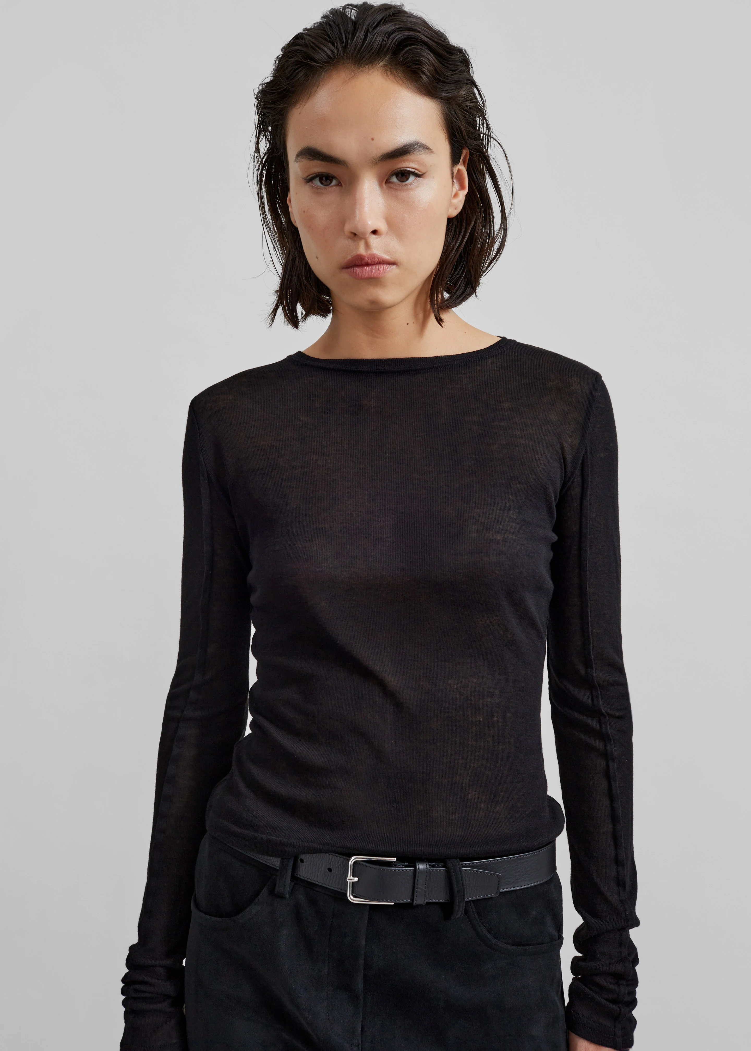 Mesa Sheer Long Sleeve Tee - Black - Image 3