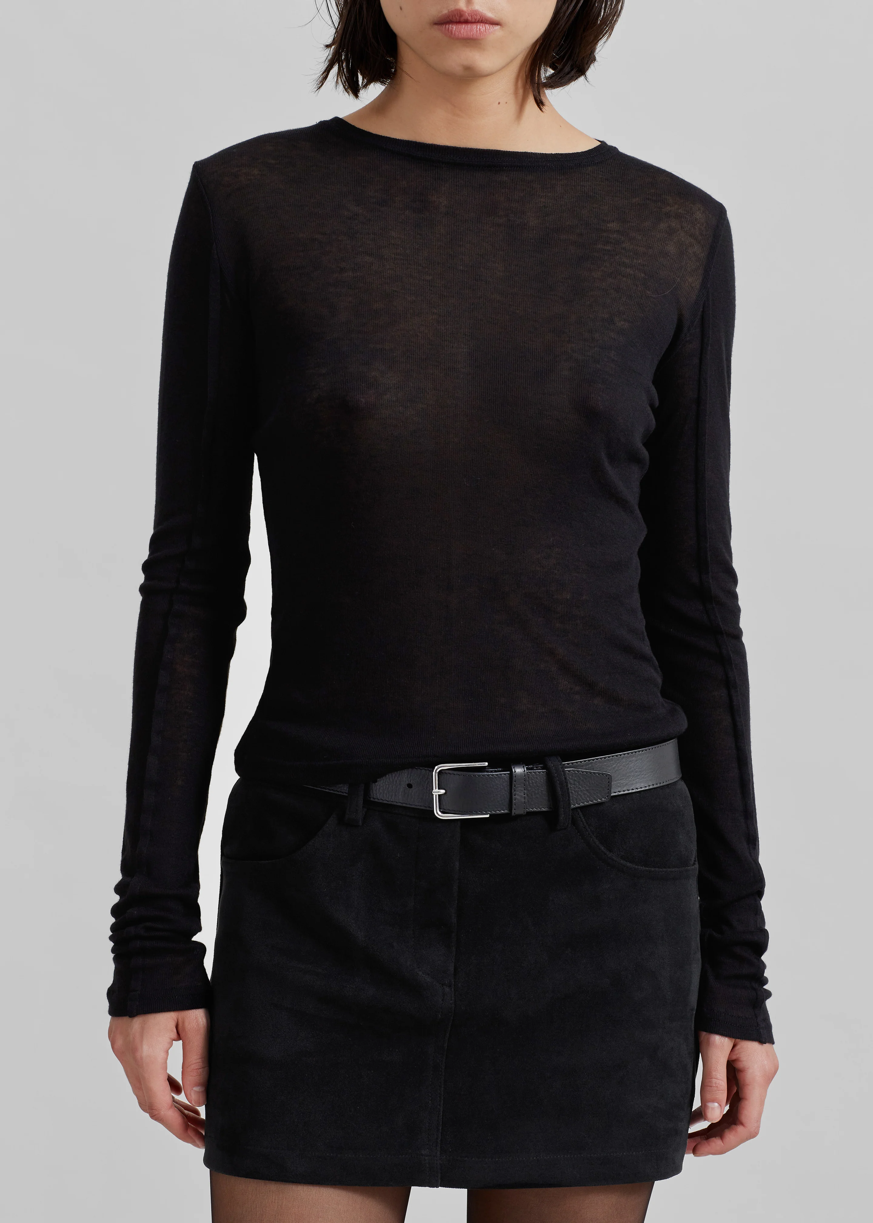 Mesa Sheer Long Sleeve Tee - Black - Image 5
