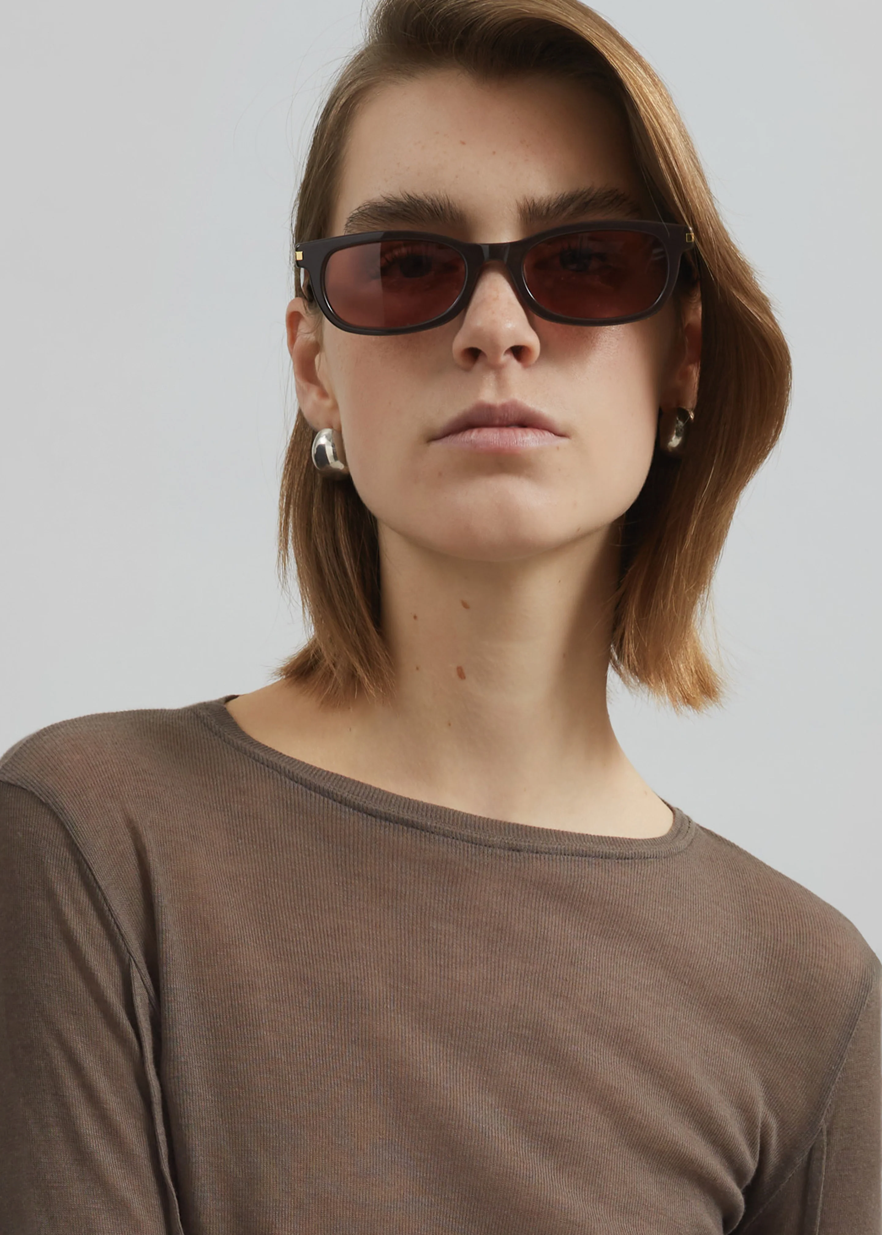 Mesa Sheer Long Sleeve Tee - Brown - Image 2