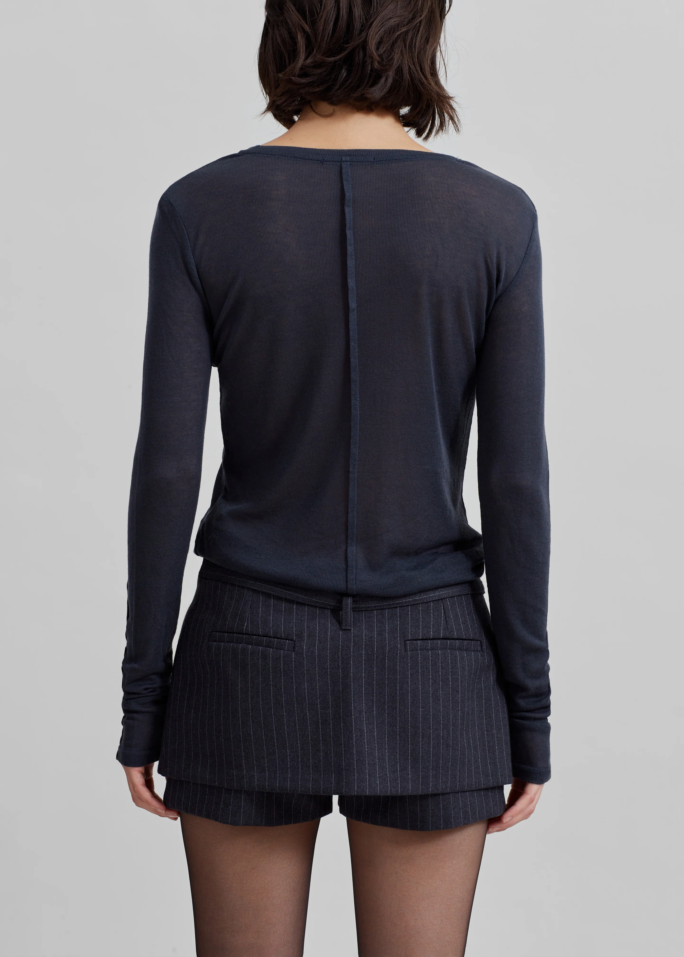 Mesa Sheer Long Sleeve Tee - Navy - Image 10