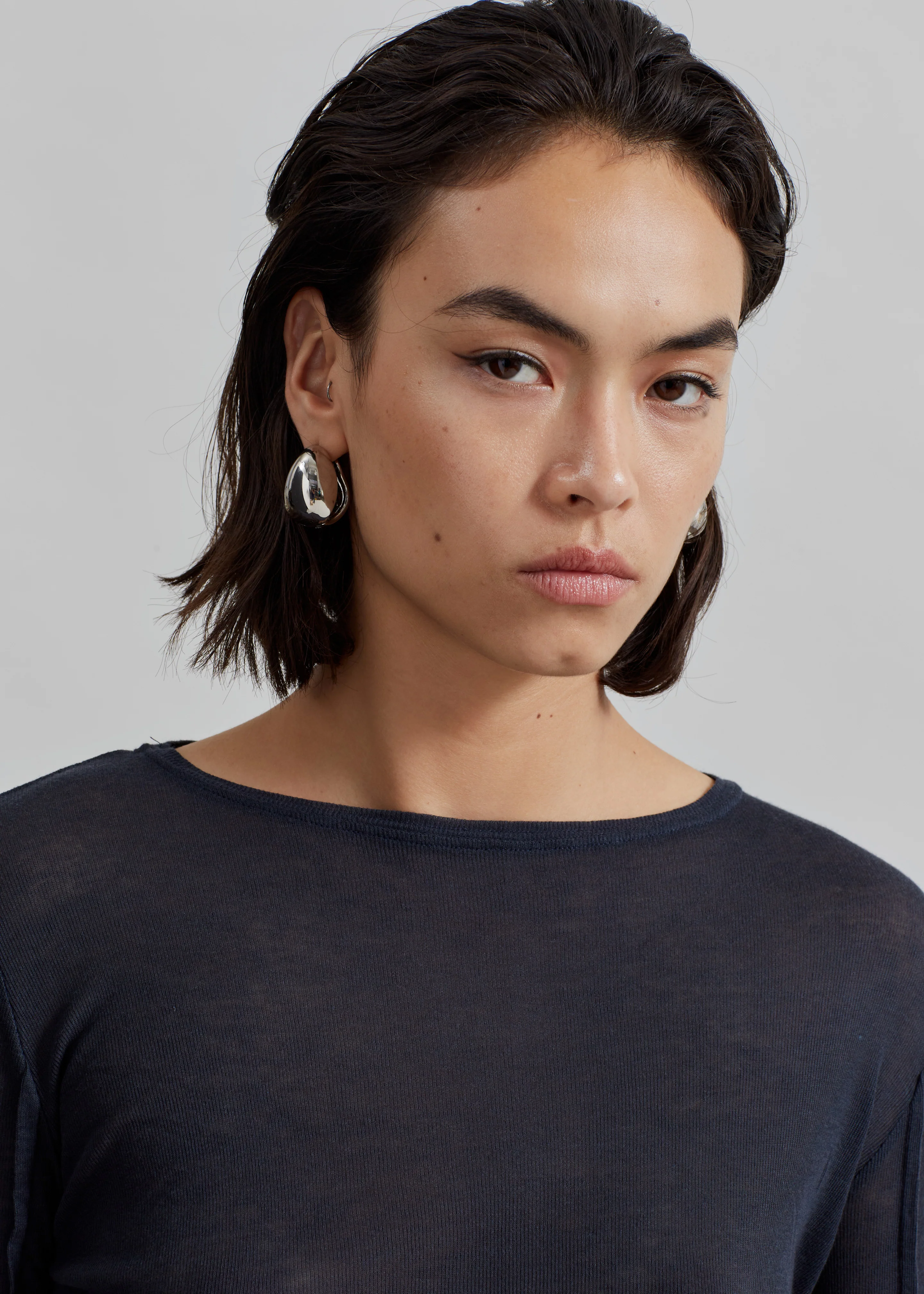 Mesa Sheer Long Sleeve Tee - Navy - Image 5