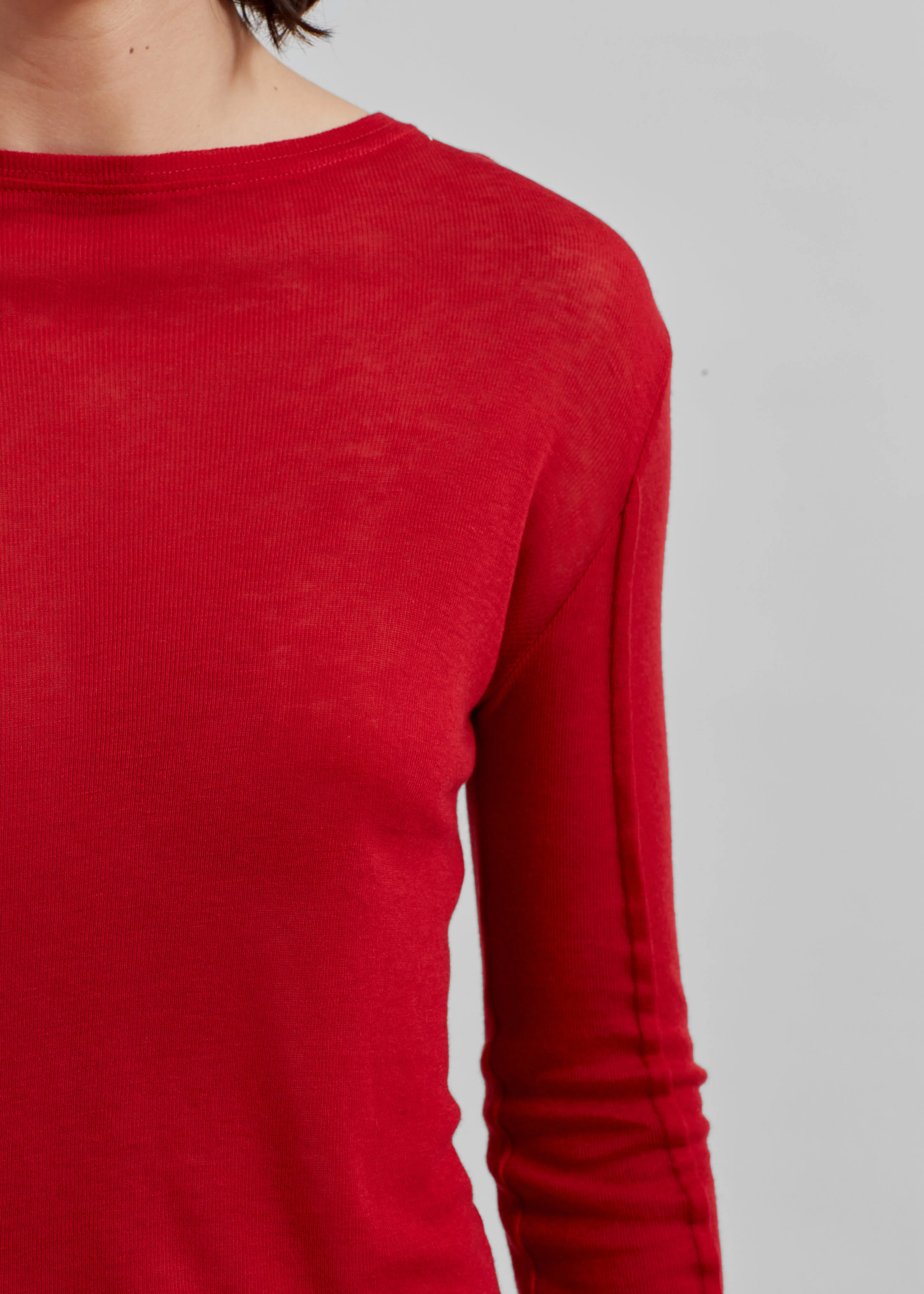 Mesa Sheer Long Sleeve Tee - Red - Image 5