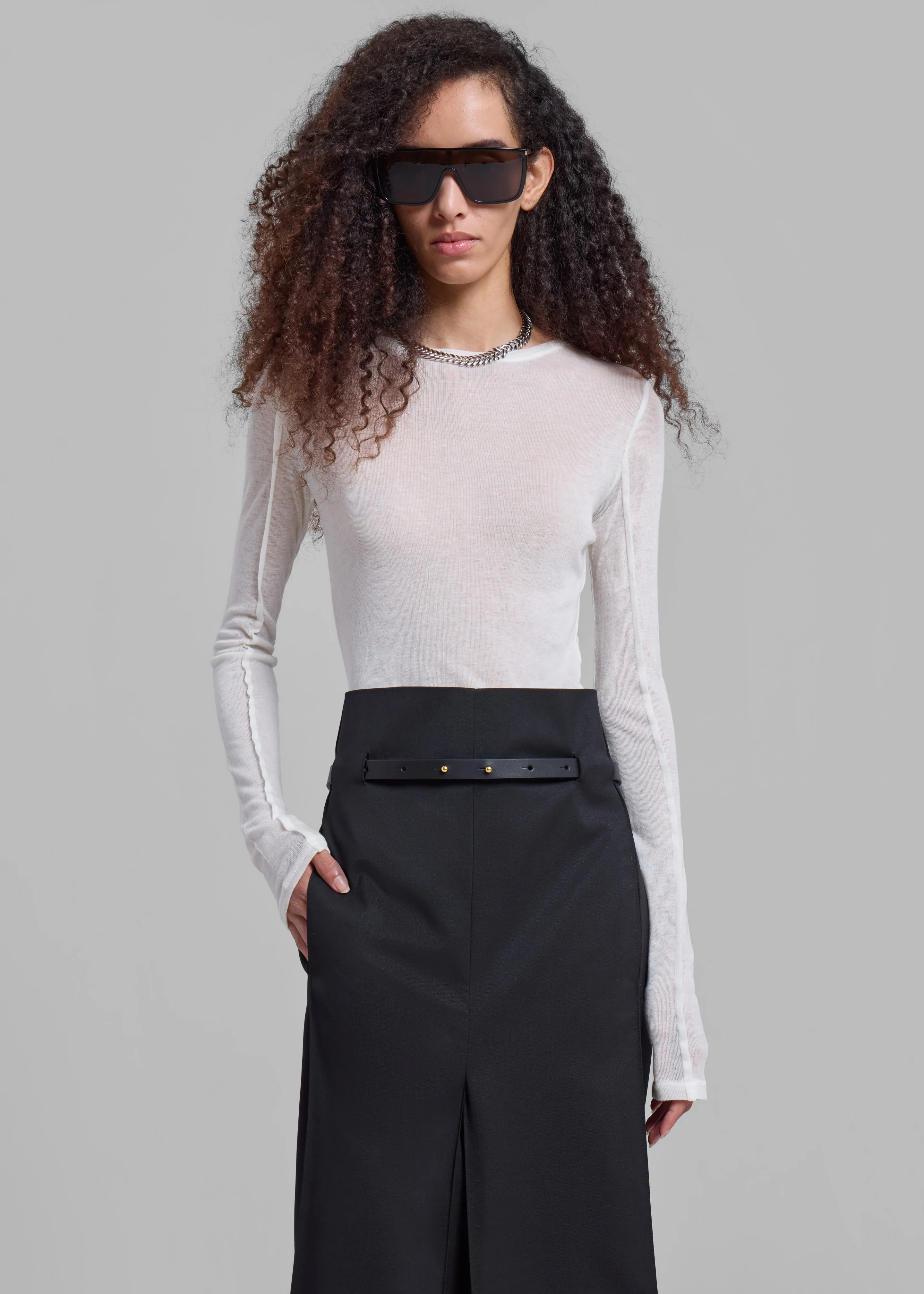 Mesa Sheer Long Sleeve Tee - White - Image 8