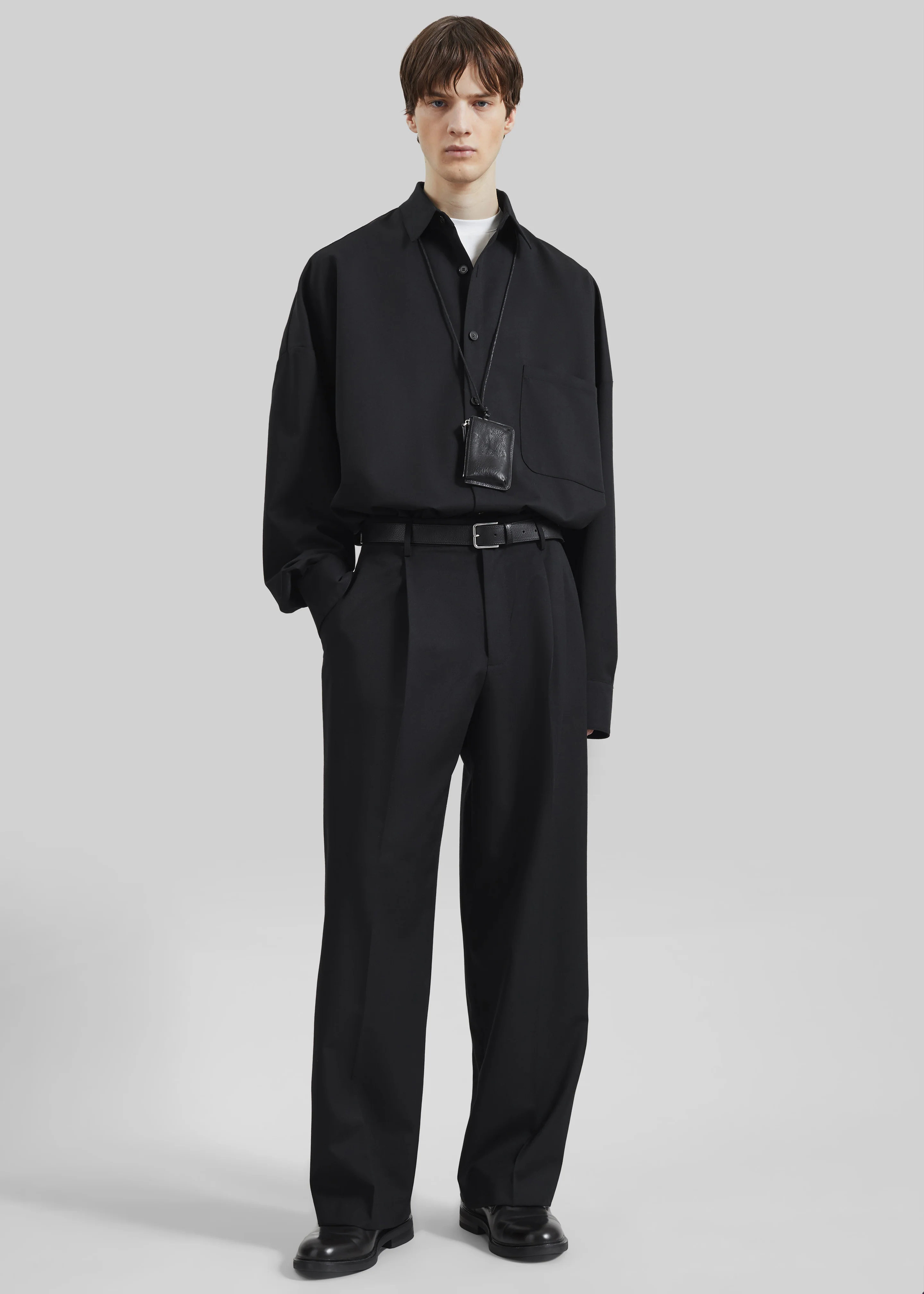 Milton Wool-Blend Shirt - Black