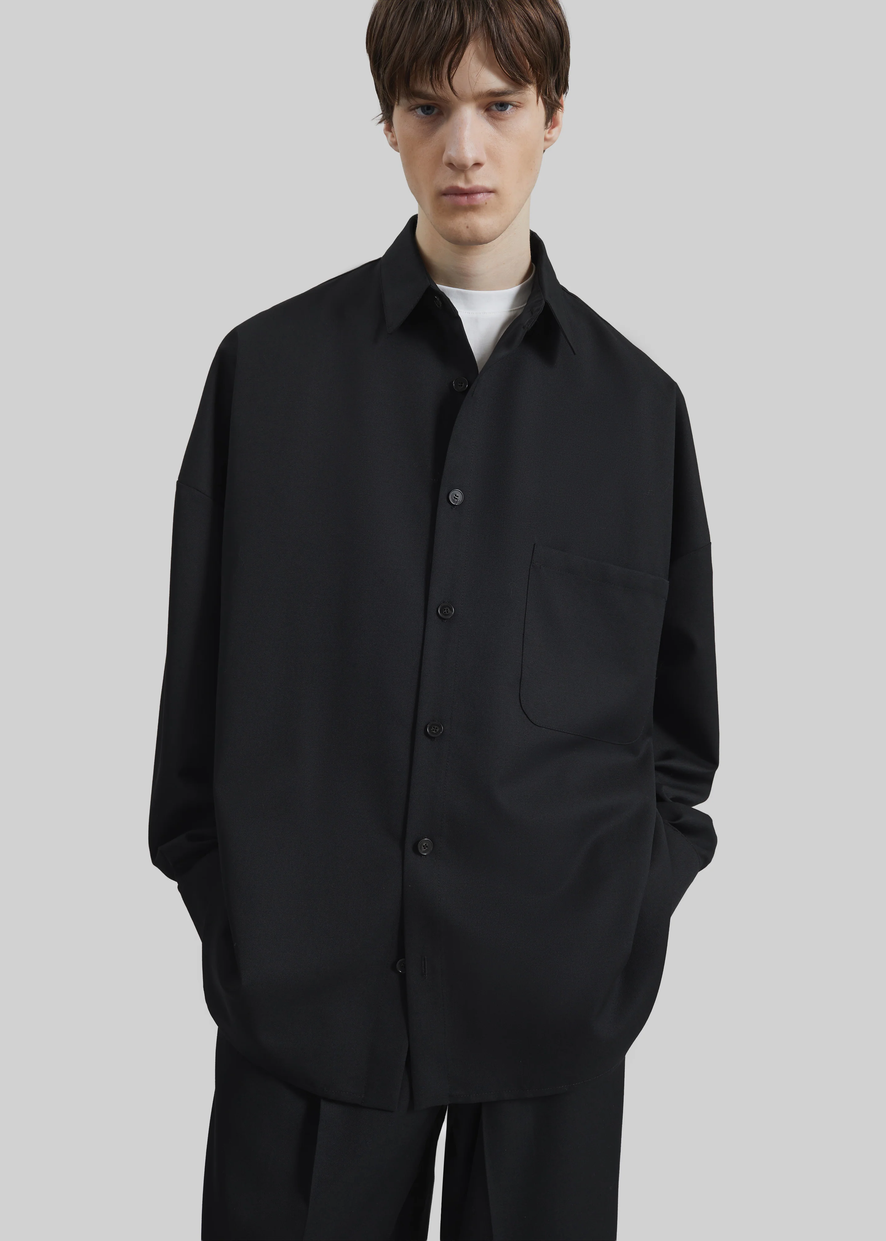 Milton Wool-Blend Shirt - Black - Image 2