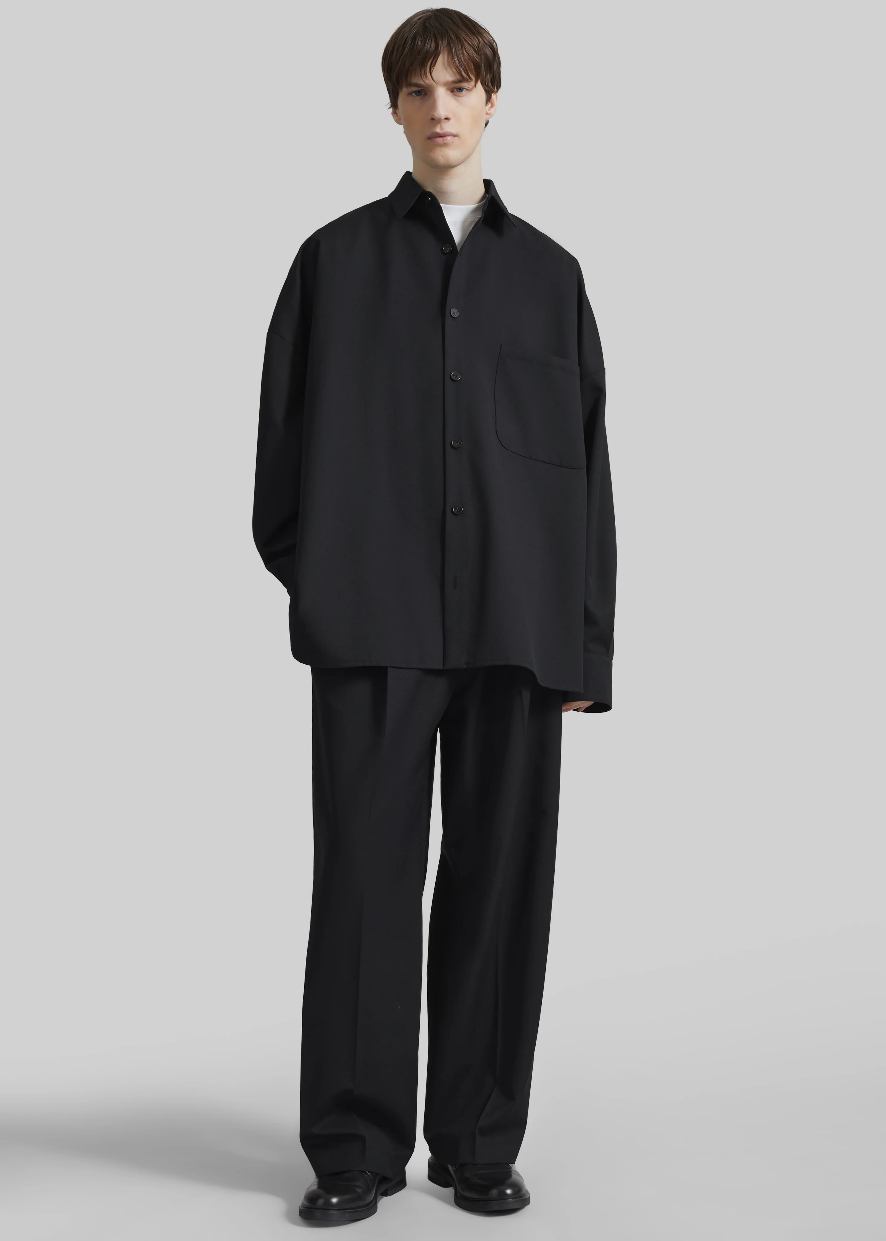 Milton Wool-Blend Shirt - Black - Image 5