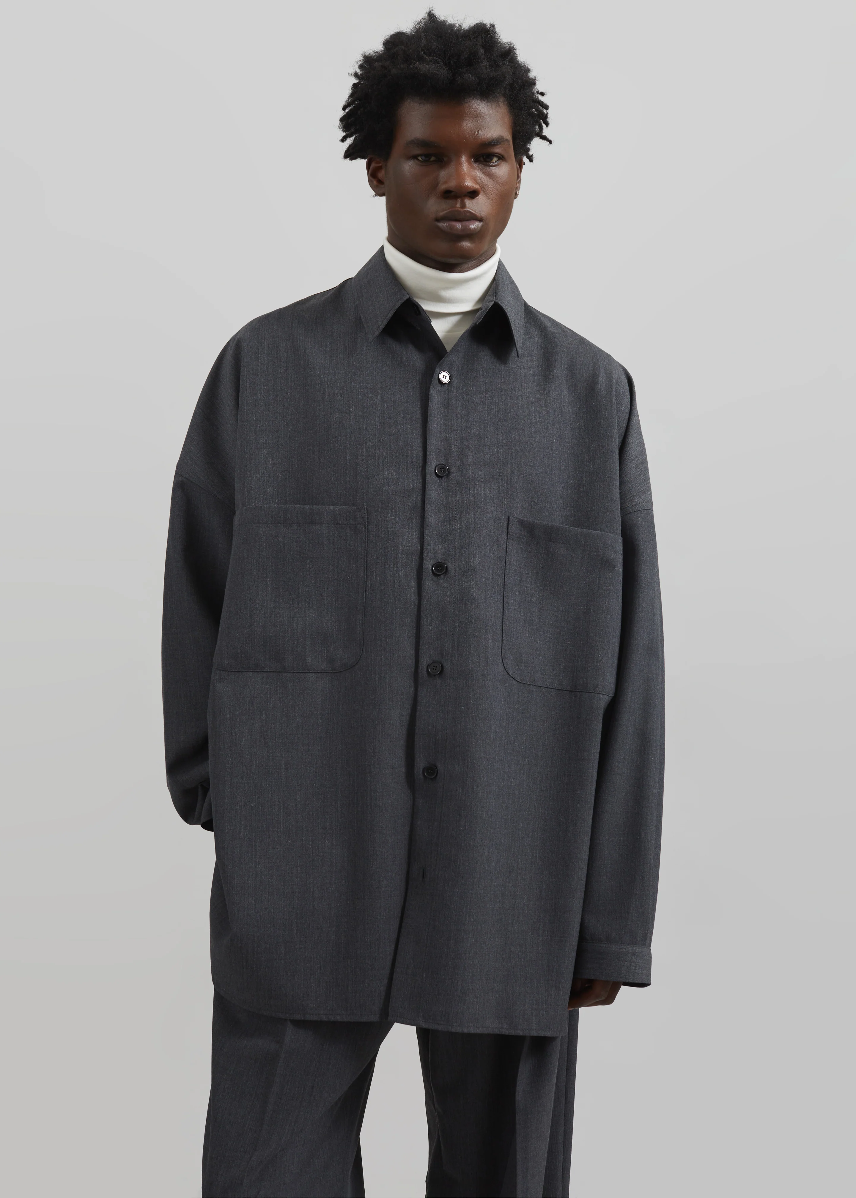 Milton Wool-Blend Shirt - Dark Grey