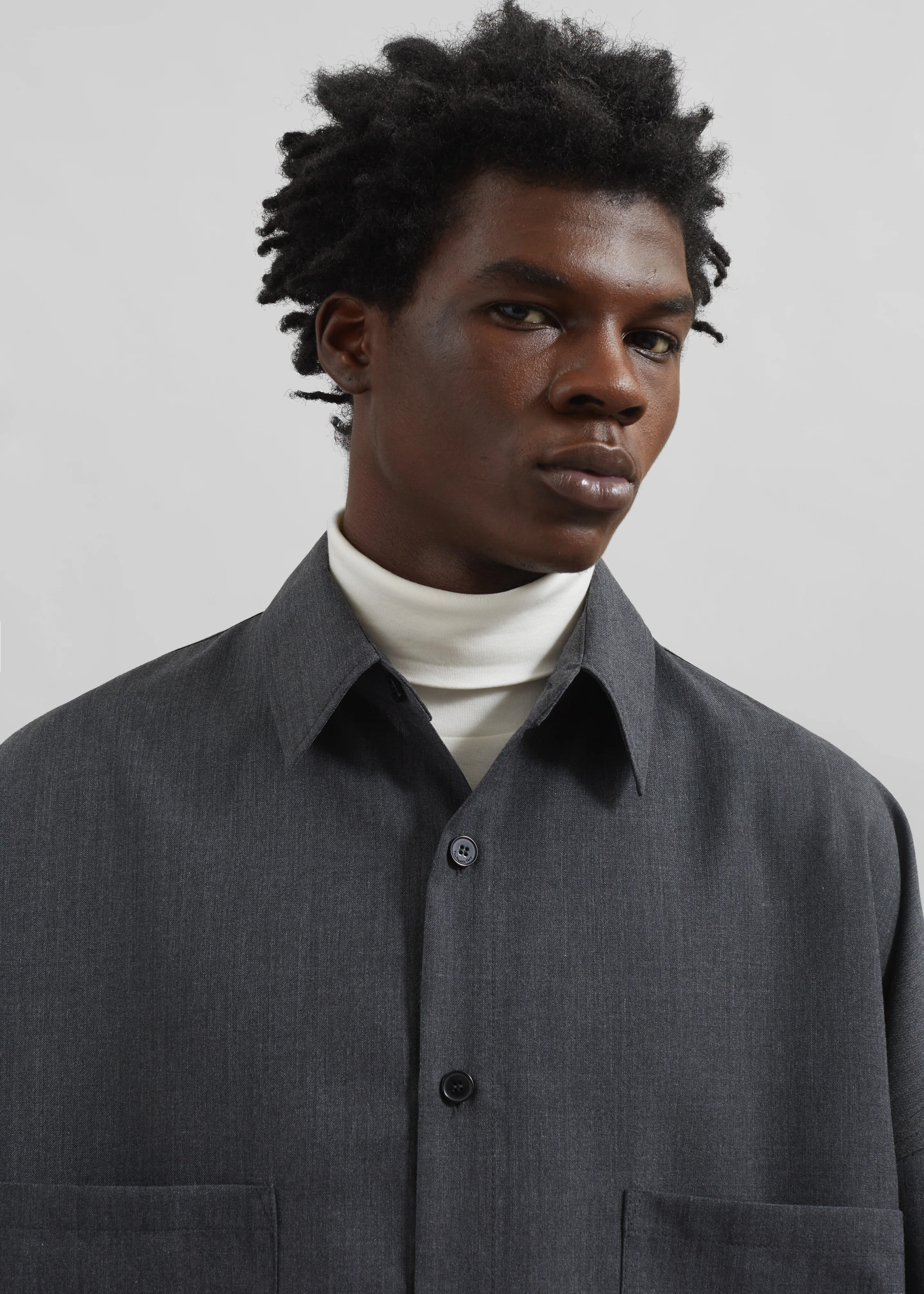 Milton Wool-Blend Shirt - Dark Grey - Image 2