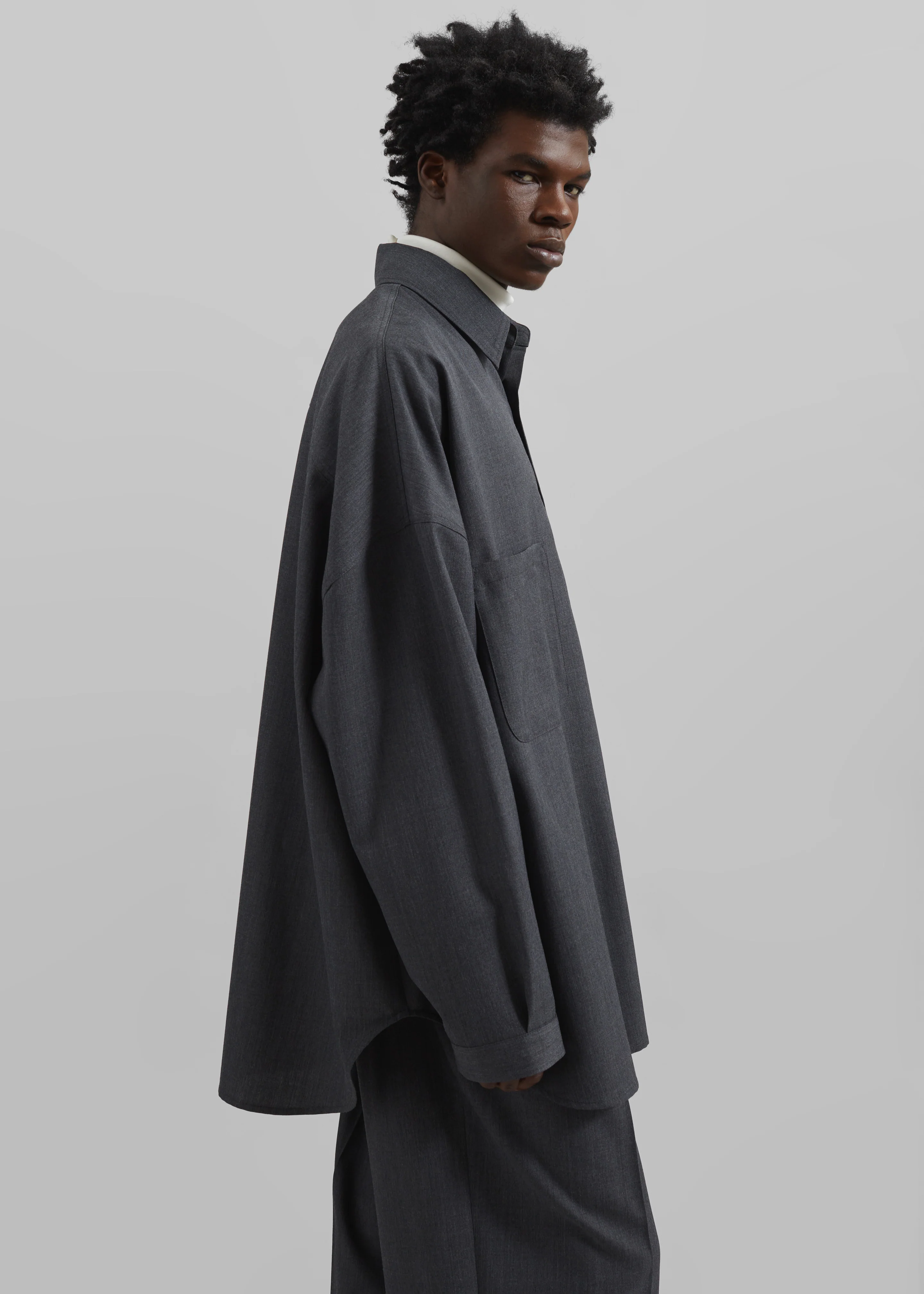 Milton Wool-Blend Shirt - Dark Grey - Image 5