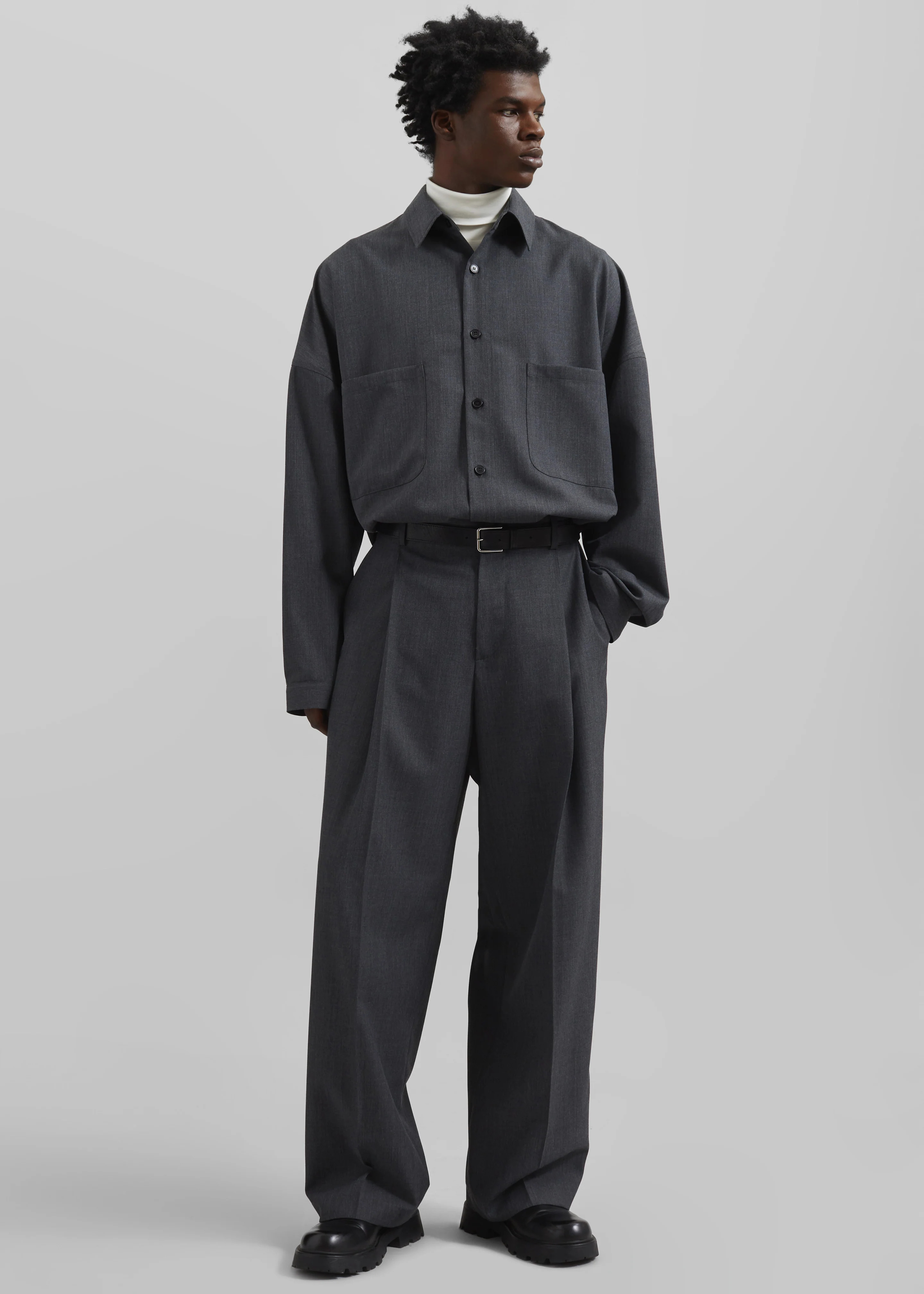 Milton Wool-Blend Shirt - Dark Grey - Image 6