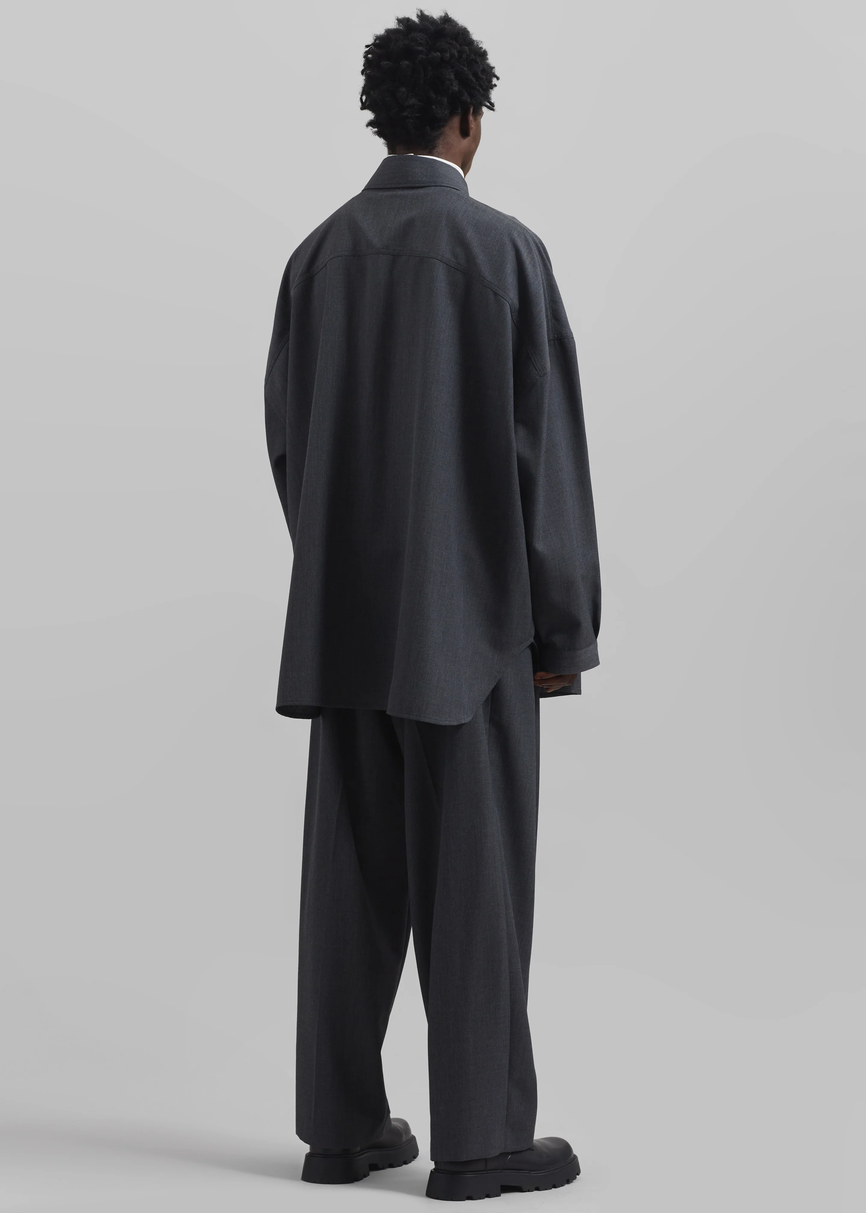 Milton Wool-Blend Shirt - Dark Grey - Image 7