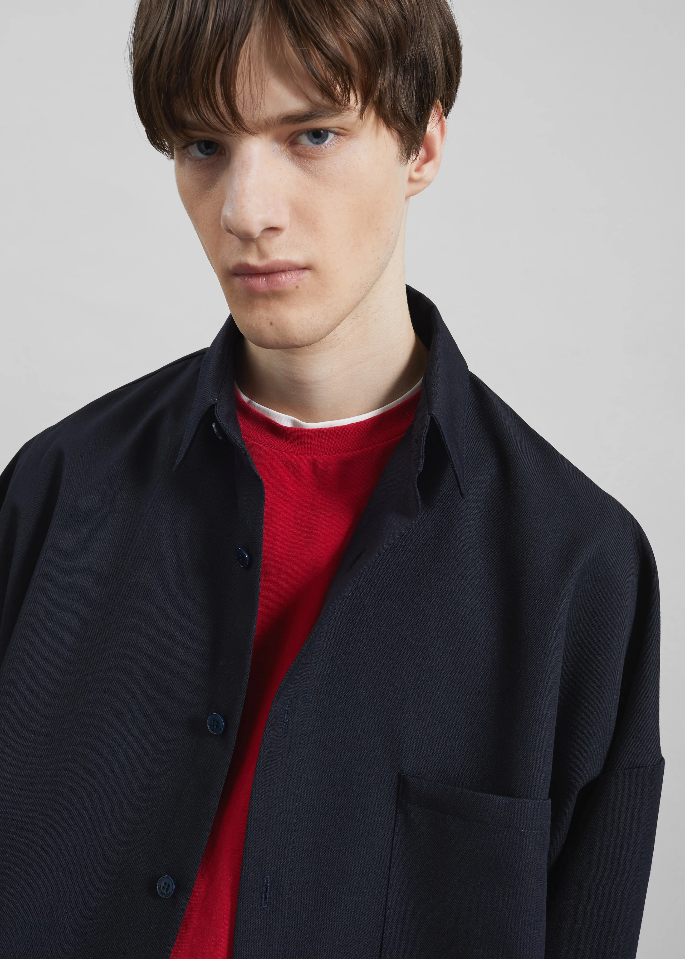 Milton Wool-Blend Shirt - Dark Navy - Image 3